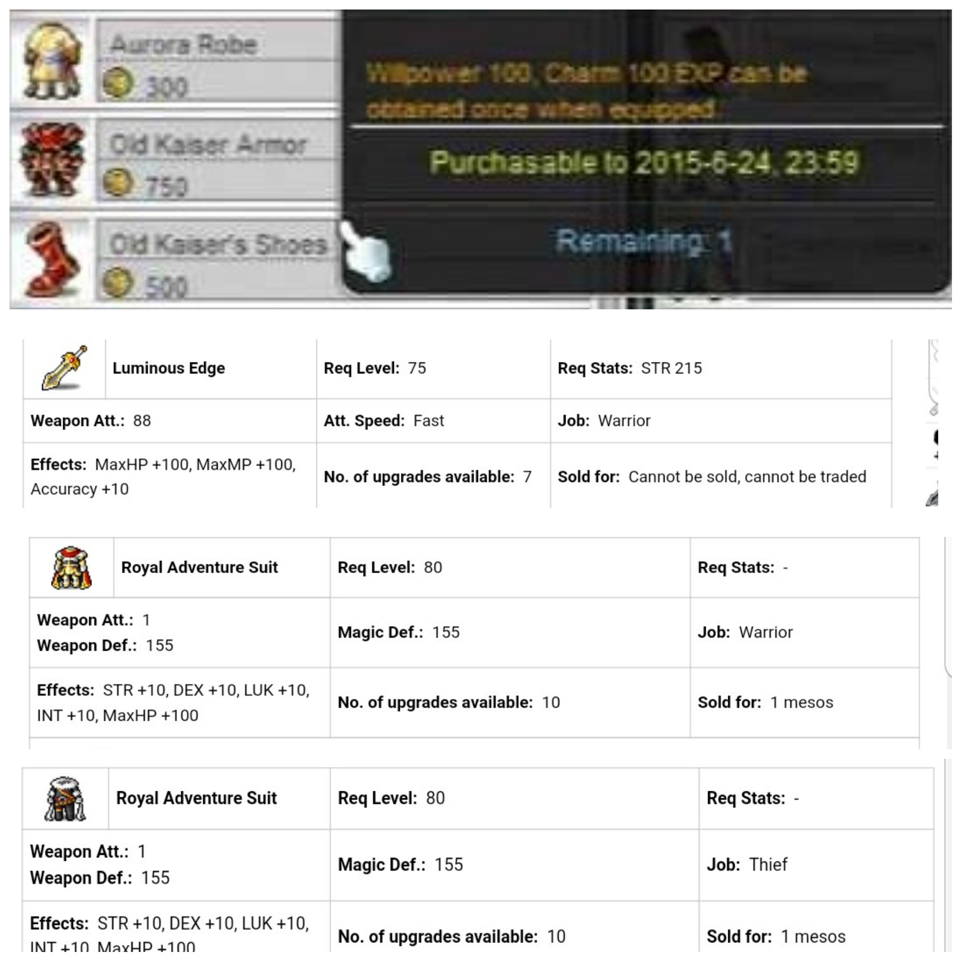 Is there anyone on the server Elysium (gms) that has any of these items