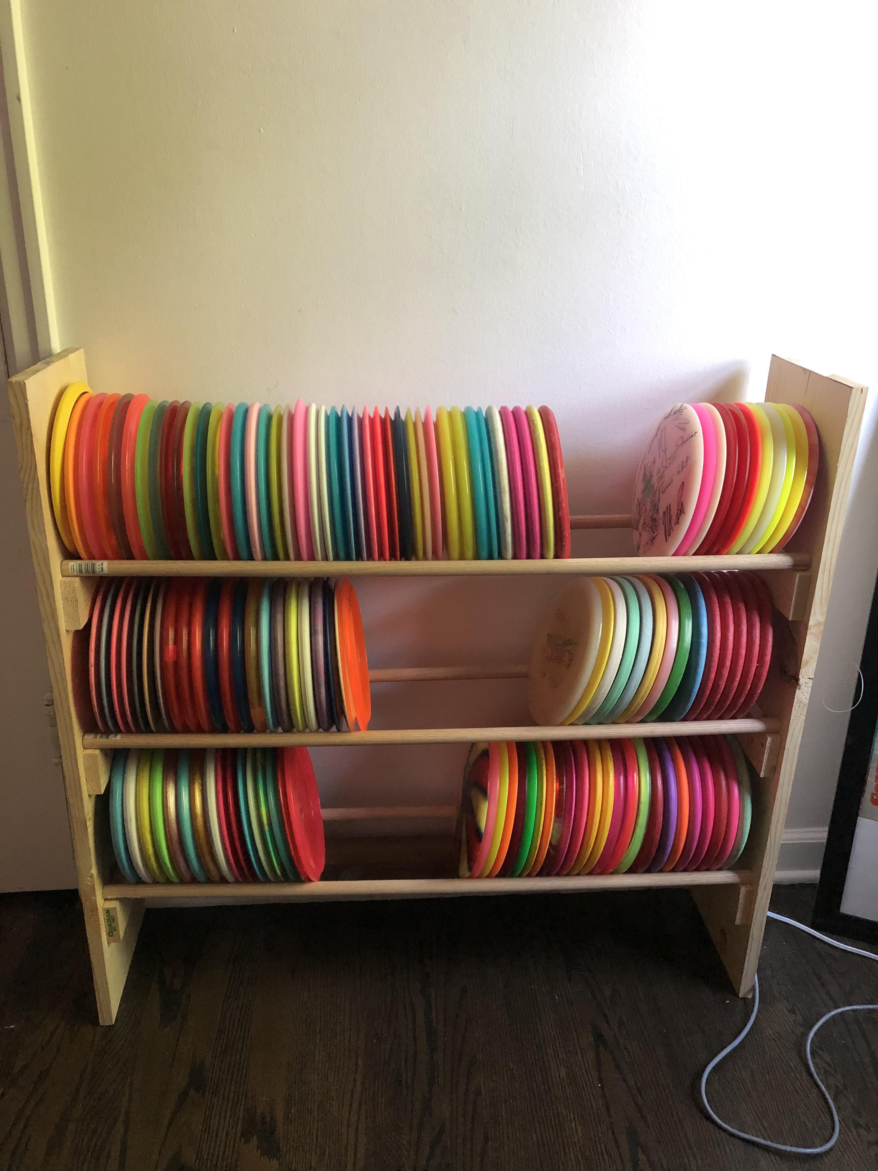 Homemade disc golf shelf r/discgolf