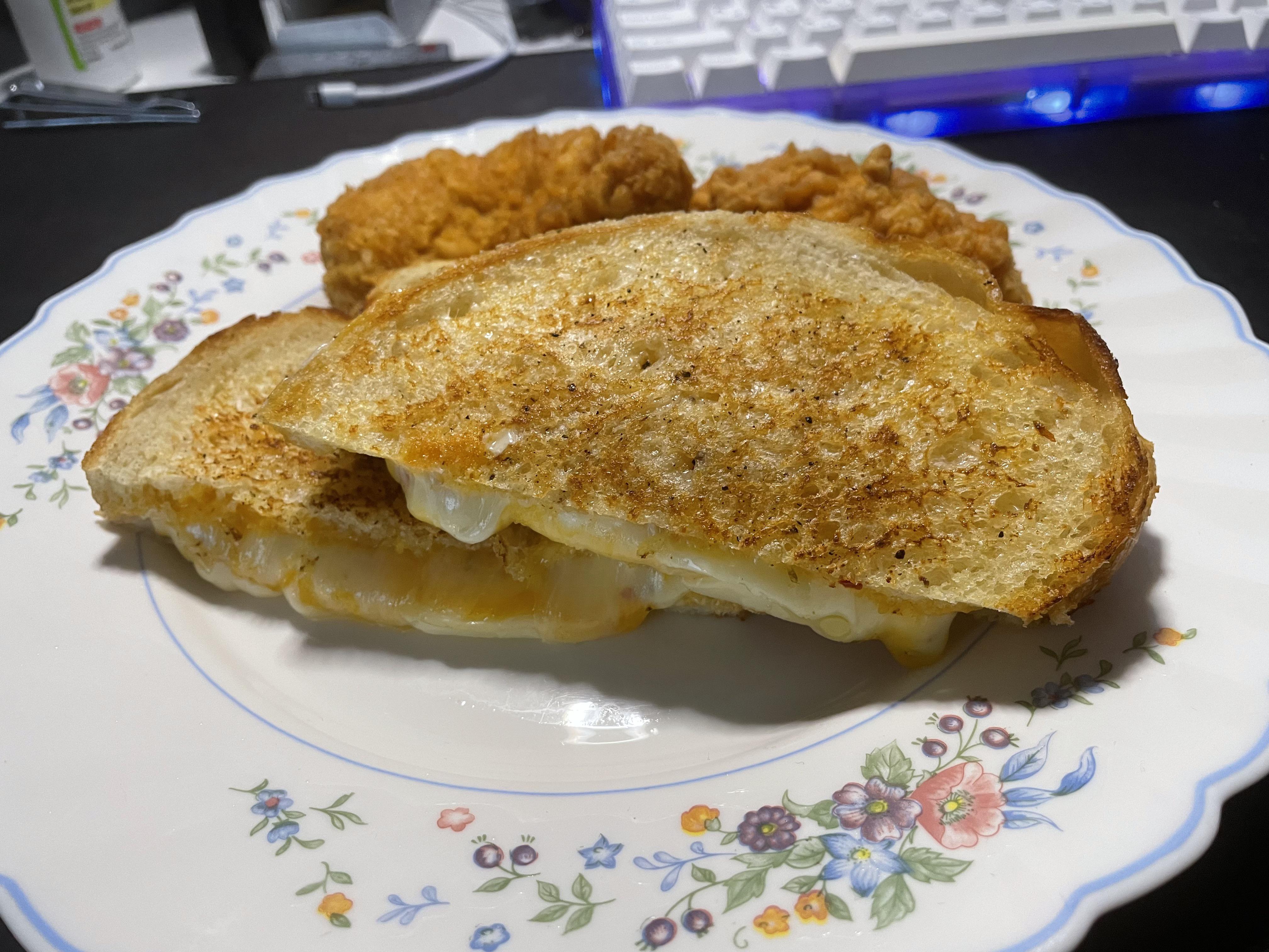 I made a grilled cheese last night with sourdough bread, pepper jack