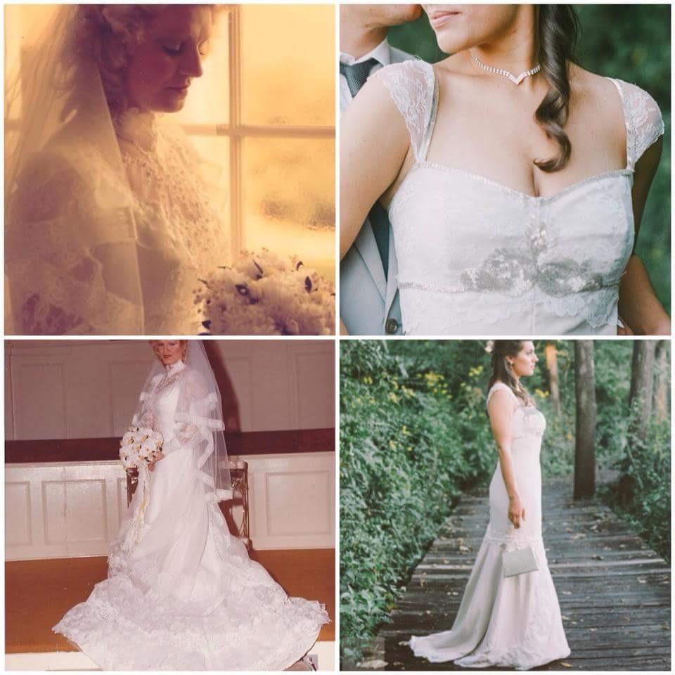 I made my wedding dress and incorporated lace from my mom's wedding