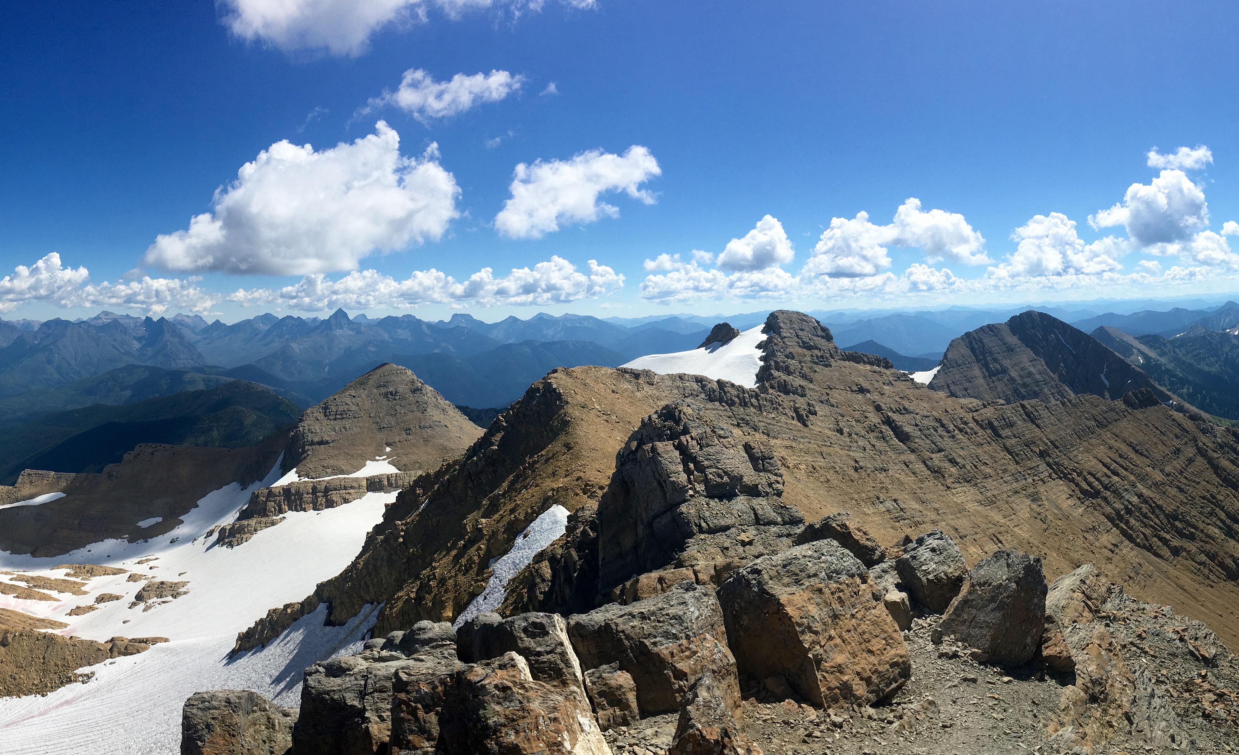 Overlooking Glacier National Park from the summit of Great Northern