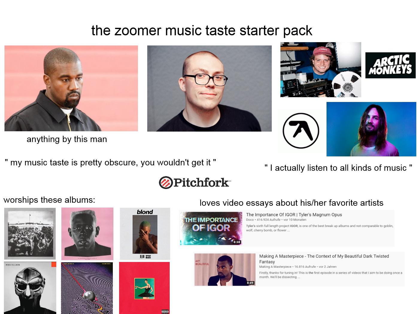 the zoomer music taste starter pack (Gen Z) r/starterpacks