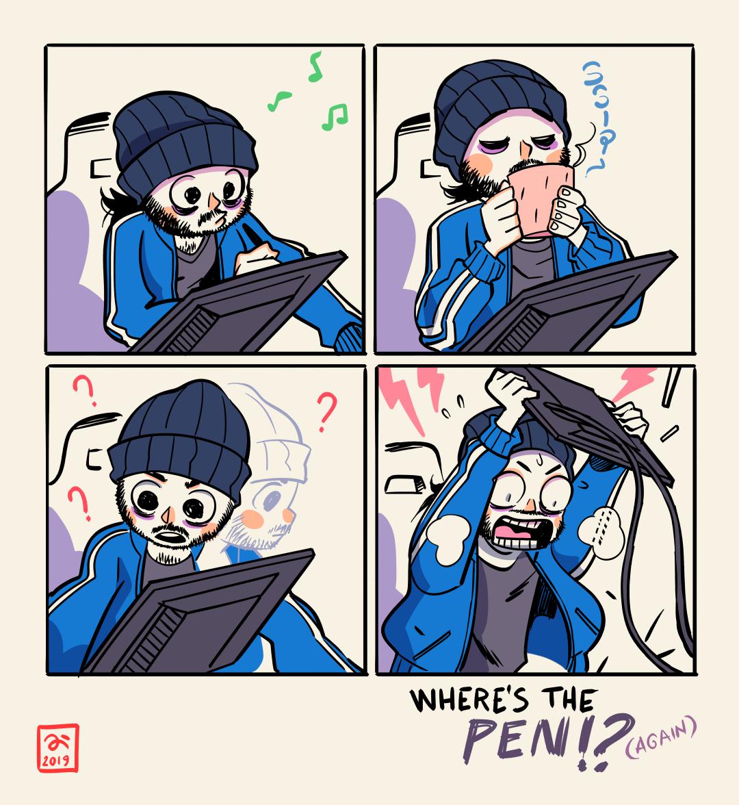 Where's the pen!?, SimzArt/Me, Digital, 2019