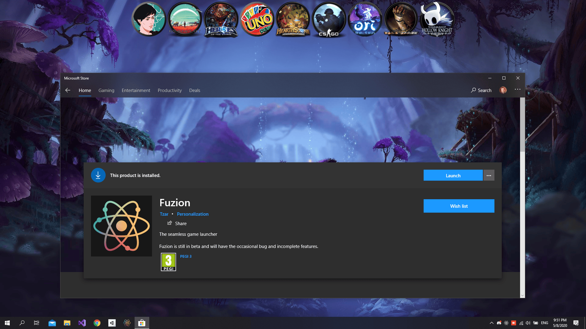 I developed Fuzion and it's now in beta a game dock for