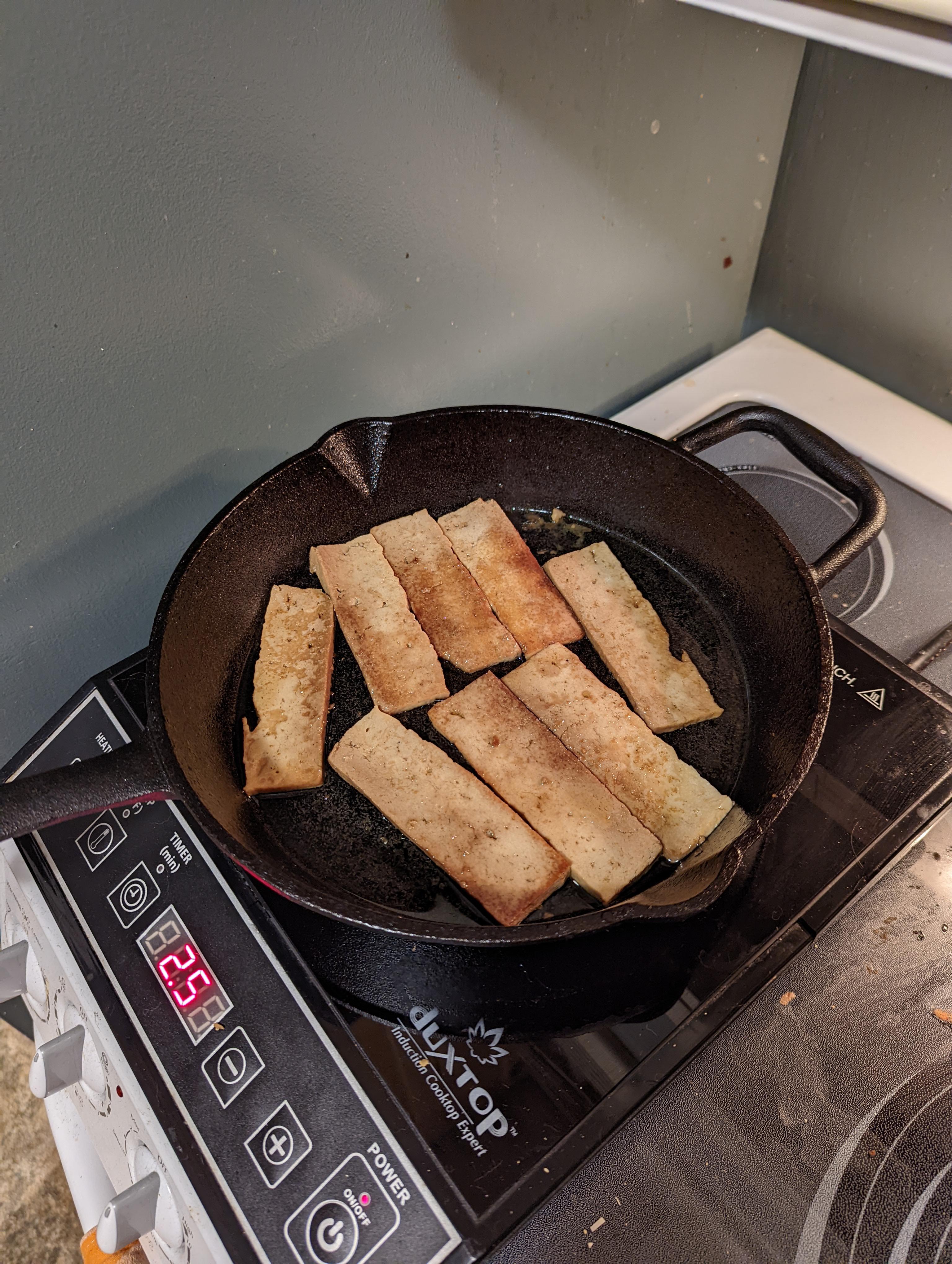 Vegans like Cast Iron Too.... fried teriyaki tofu r/castiron