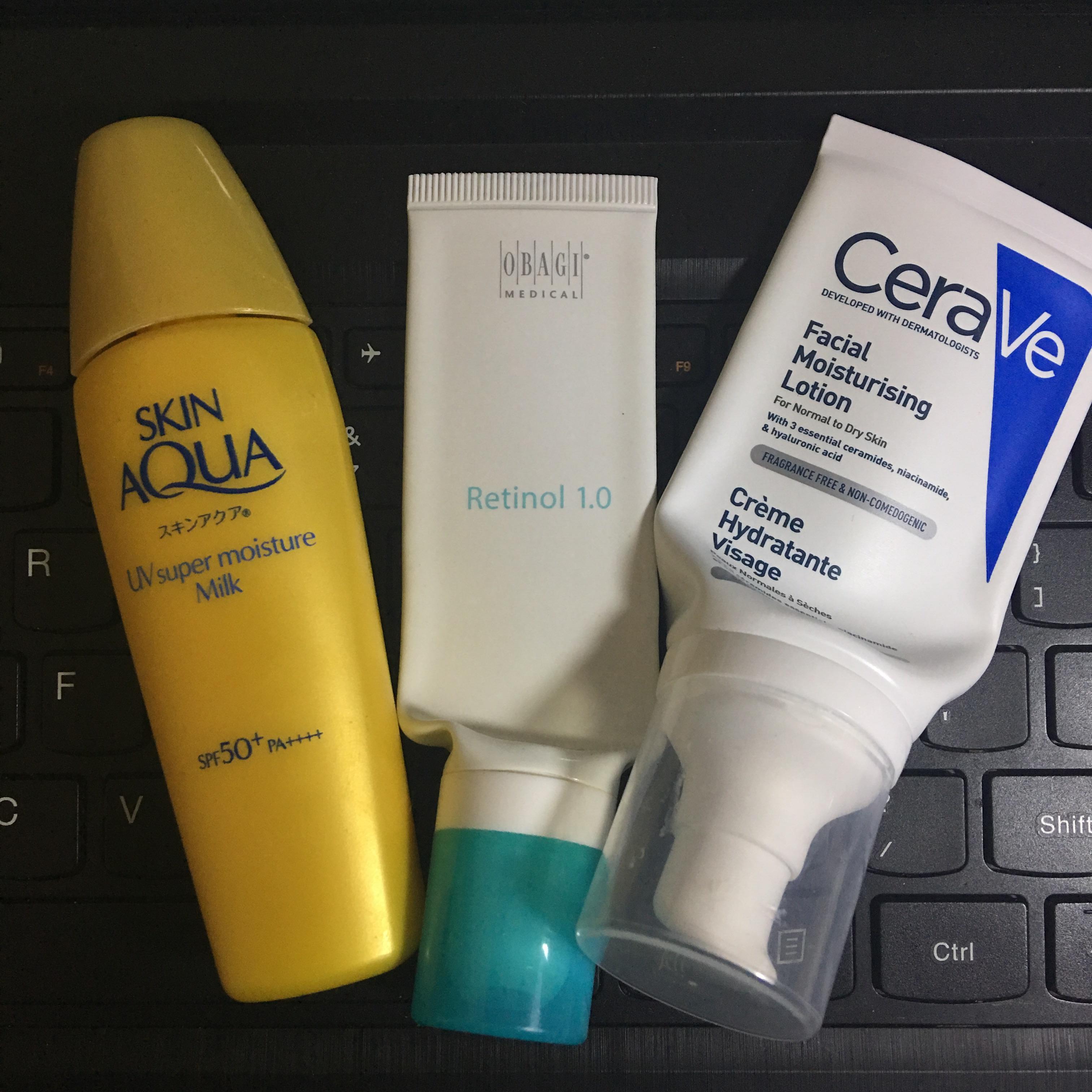 [Review] Empties and reviews! Sunscreen, retinol and moisturizer. r