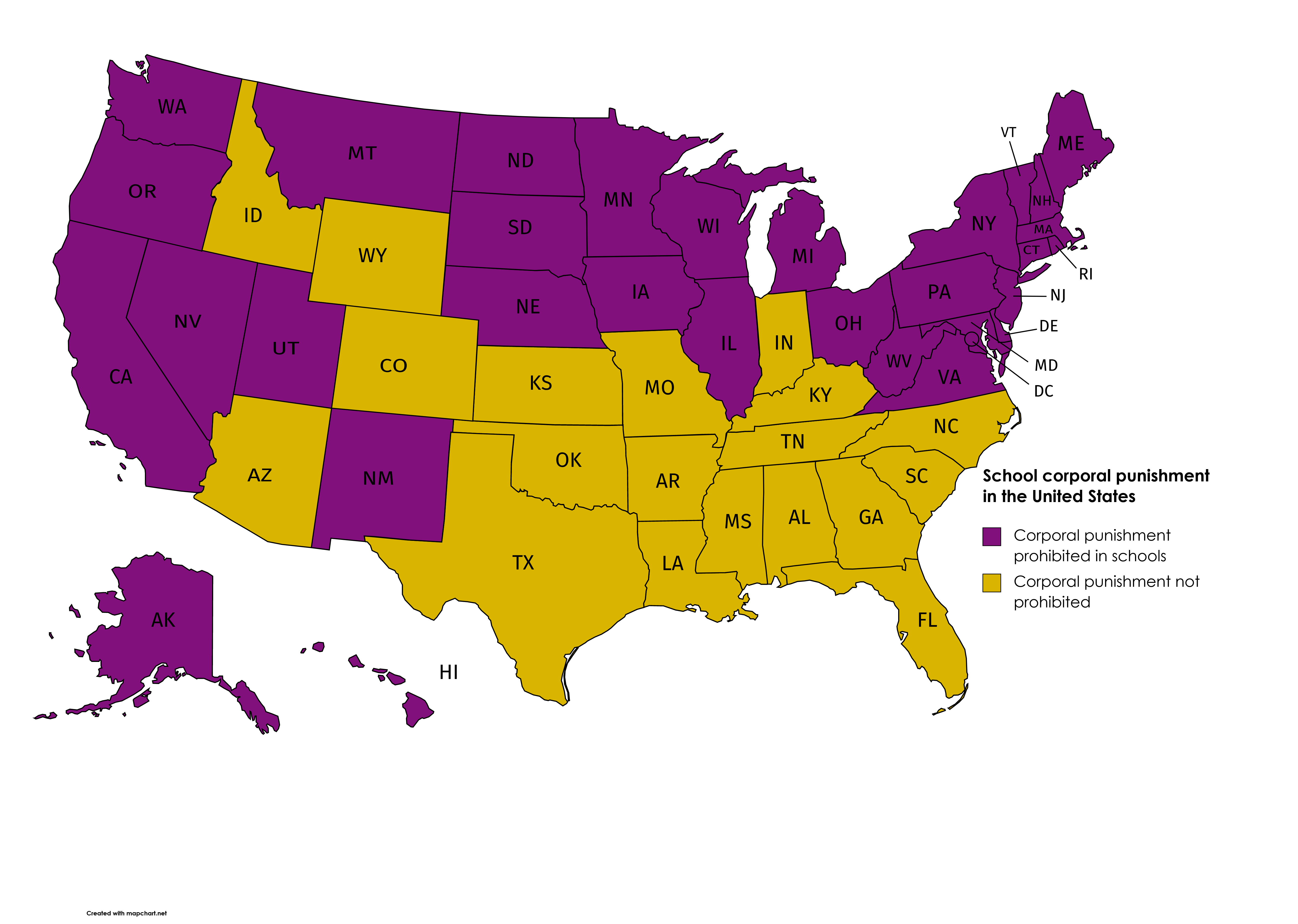 School corporal punishment in the United States r/MapPorn