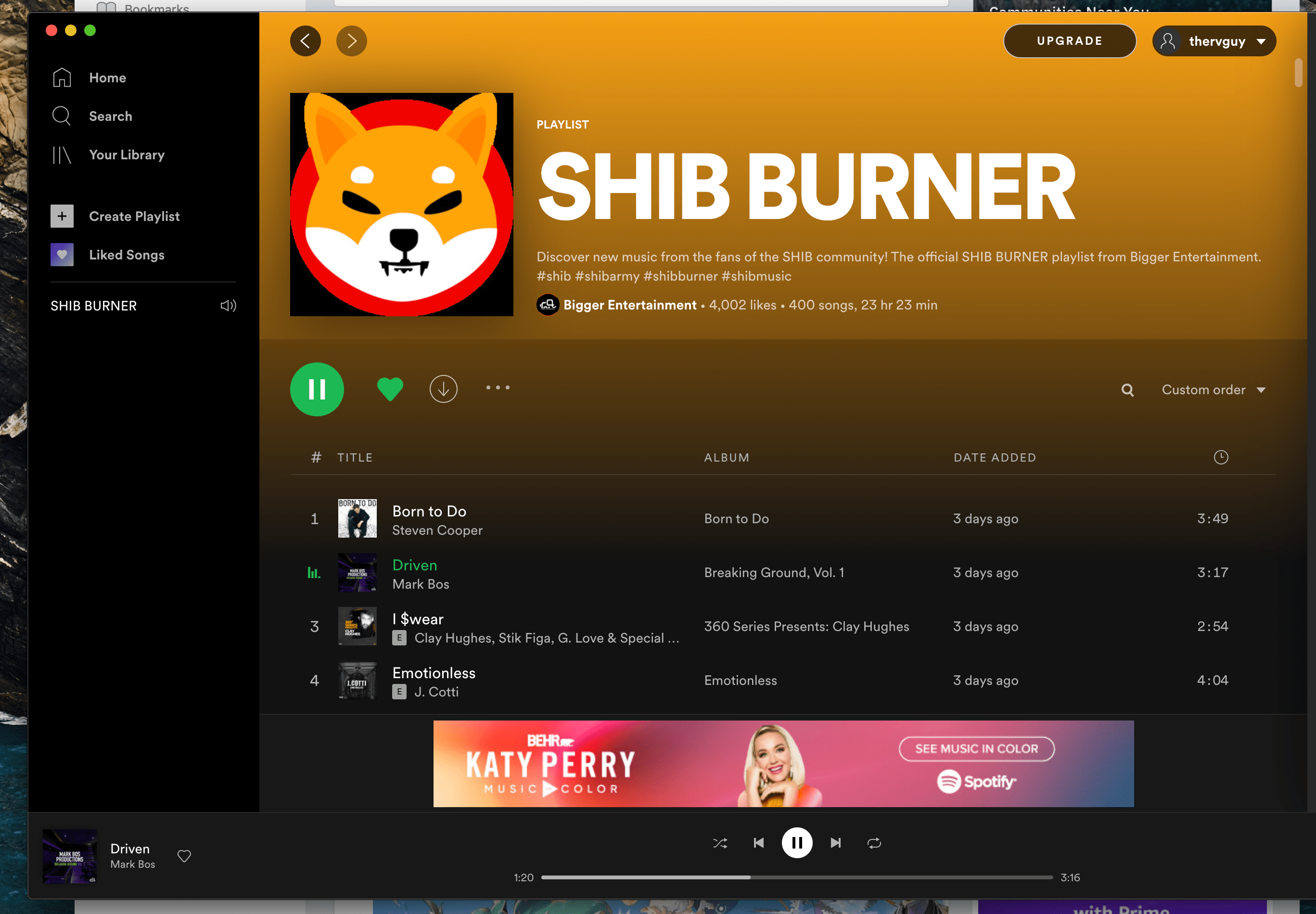 listening to Shiba burner on Spotify while I wait for the rain to stop