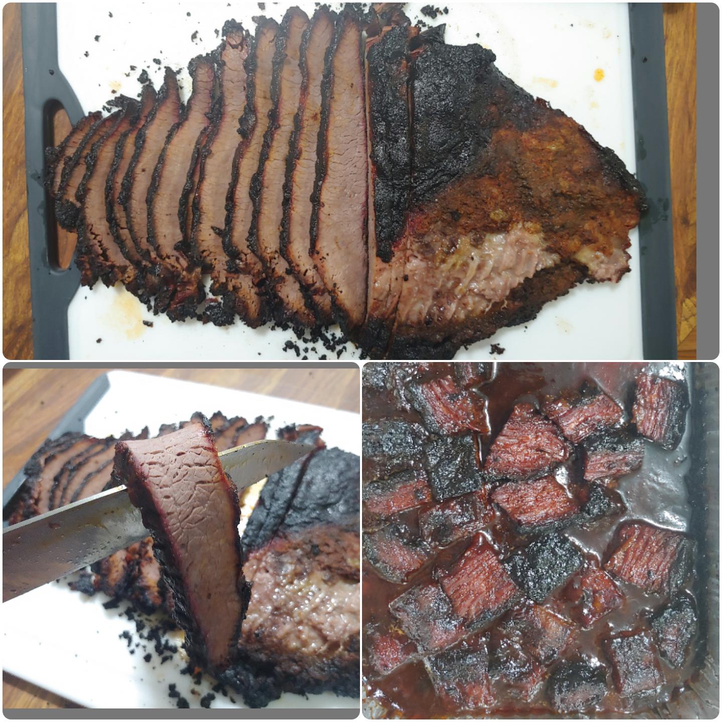 [Homemade] My 2nd whole brisket and the burnt ends. I used cherry wood