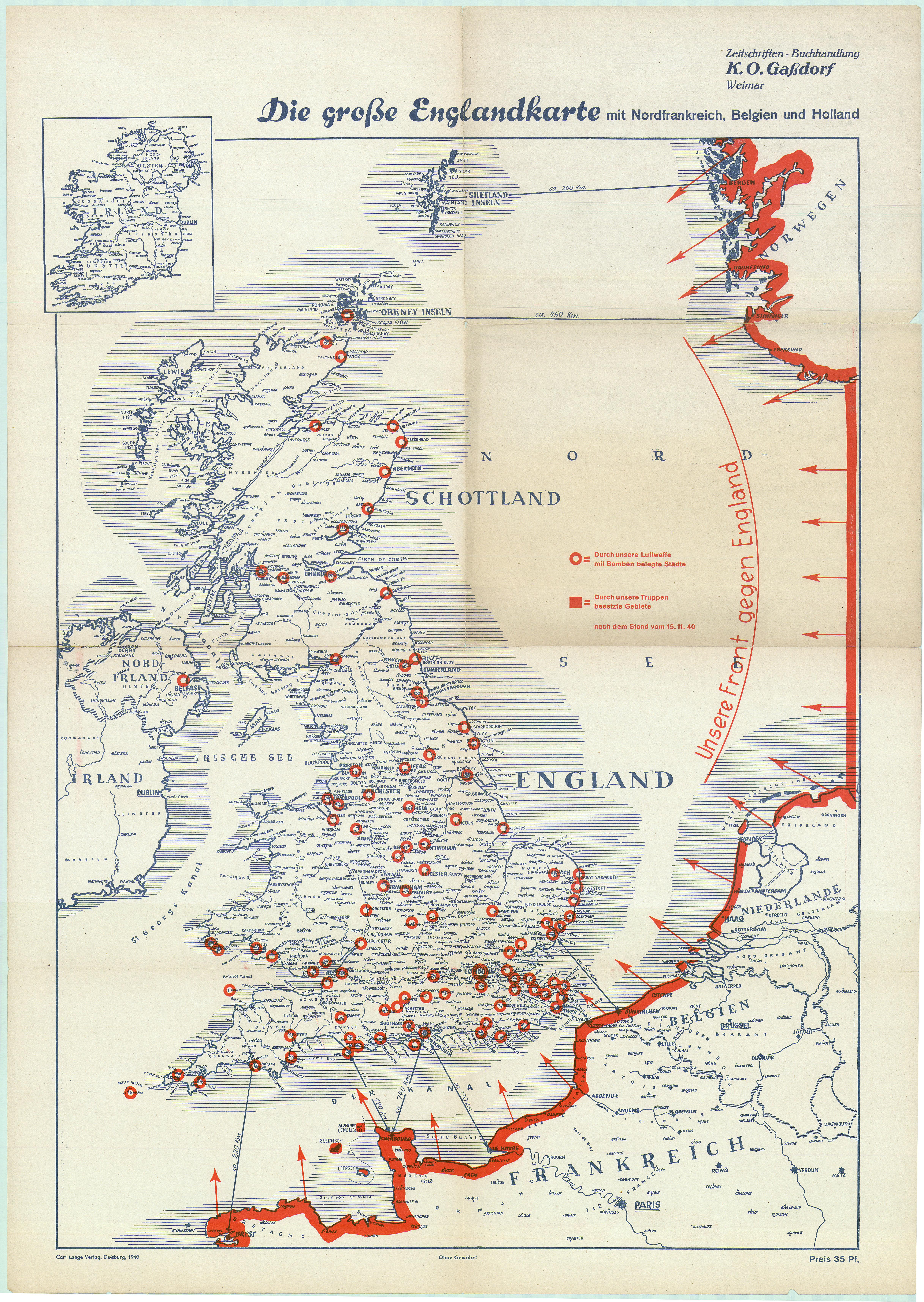 Map Of England 1940 Die gro&szlig;e Englandkarte (1940) {aka where England has been bombed