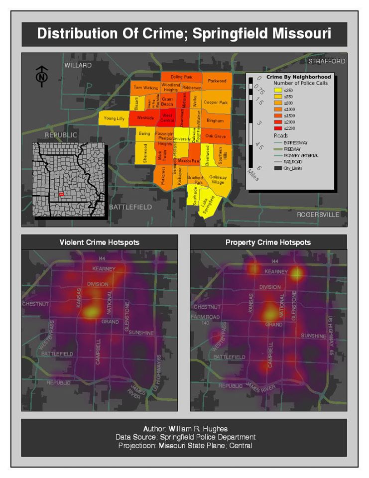 2019 Crime Distribution Map r/springfieldMO