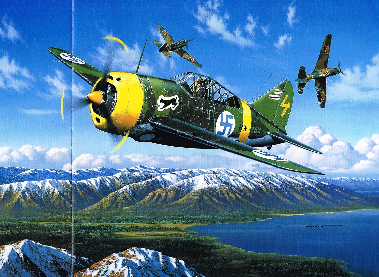 Painting of a B239 in combat with two Soviet P39 lend lease. r