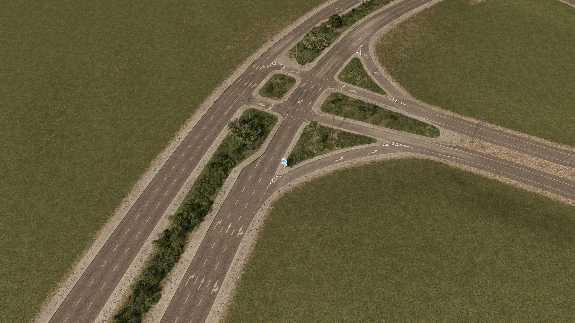 Intersection, WIP! Tried out ronyx's ploppable grass for the medians