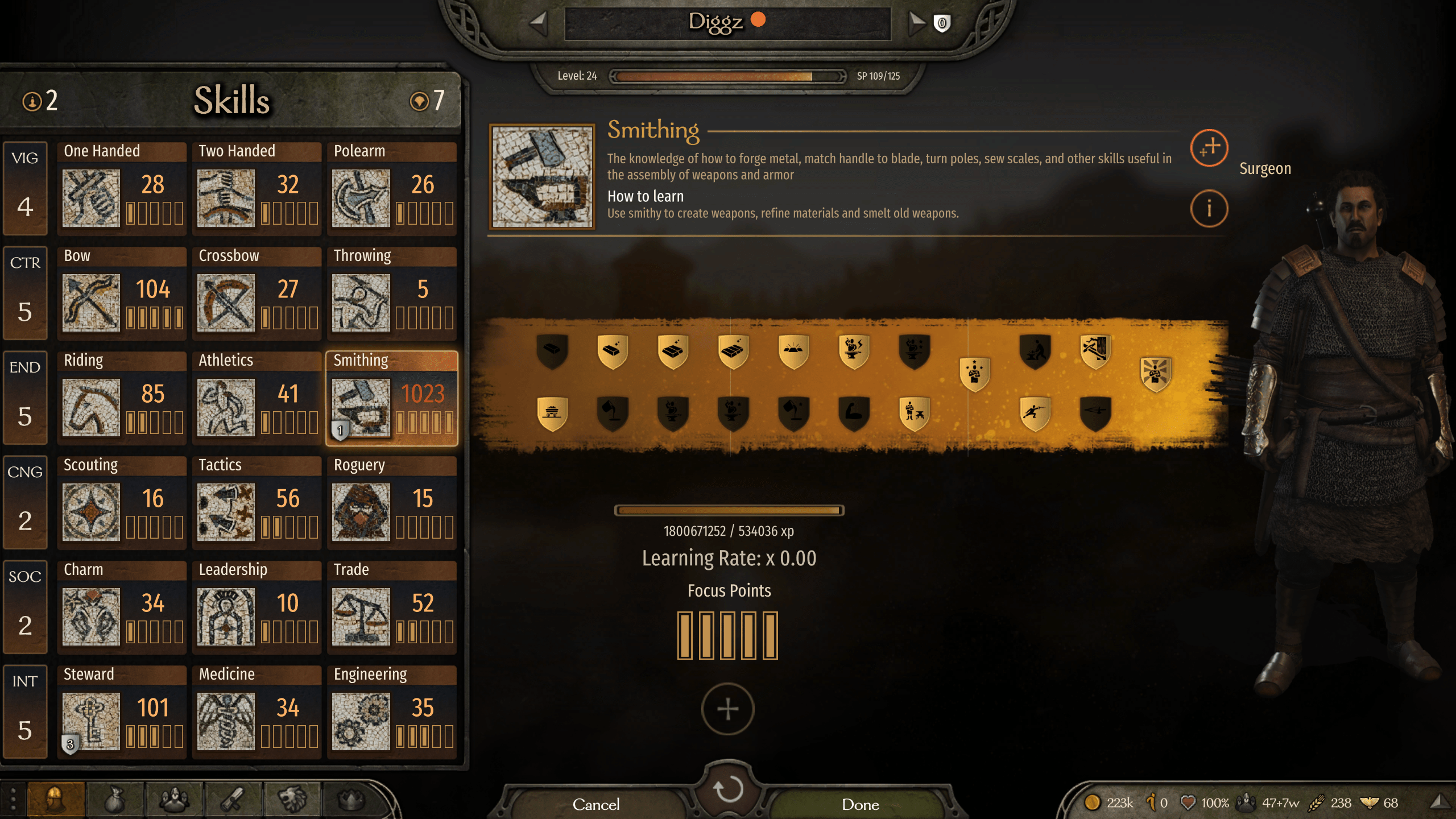 My smithing skill stack overflowed. MB2Bannerlord