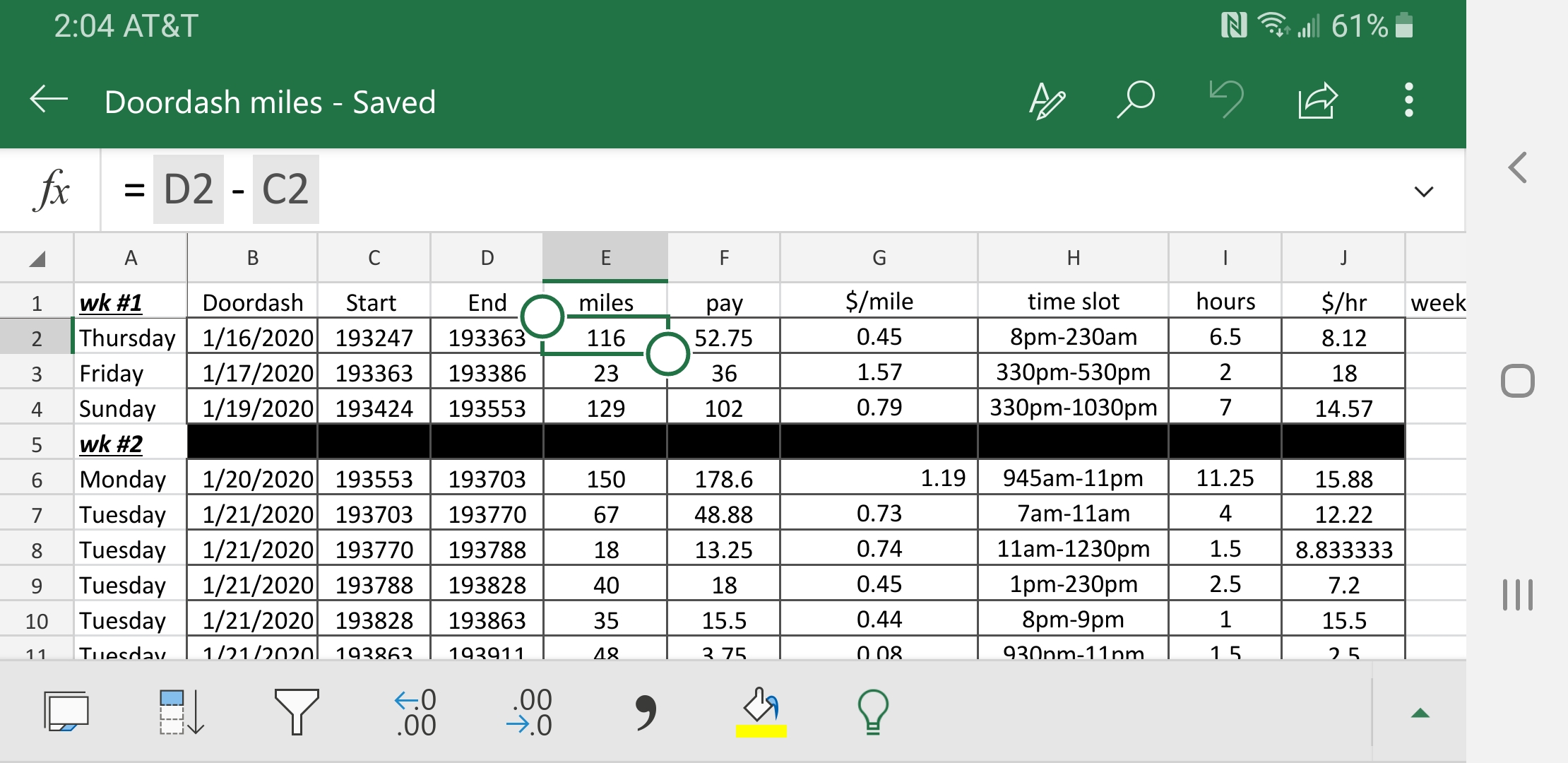 These my doordash stats. The format is good for personal development