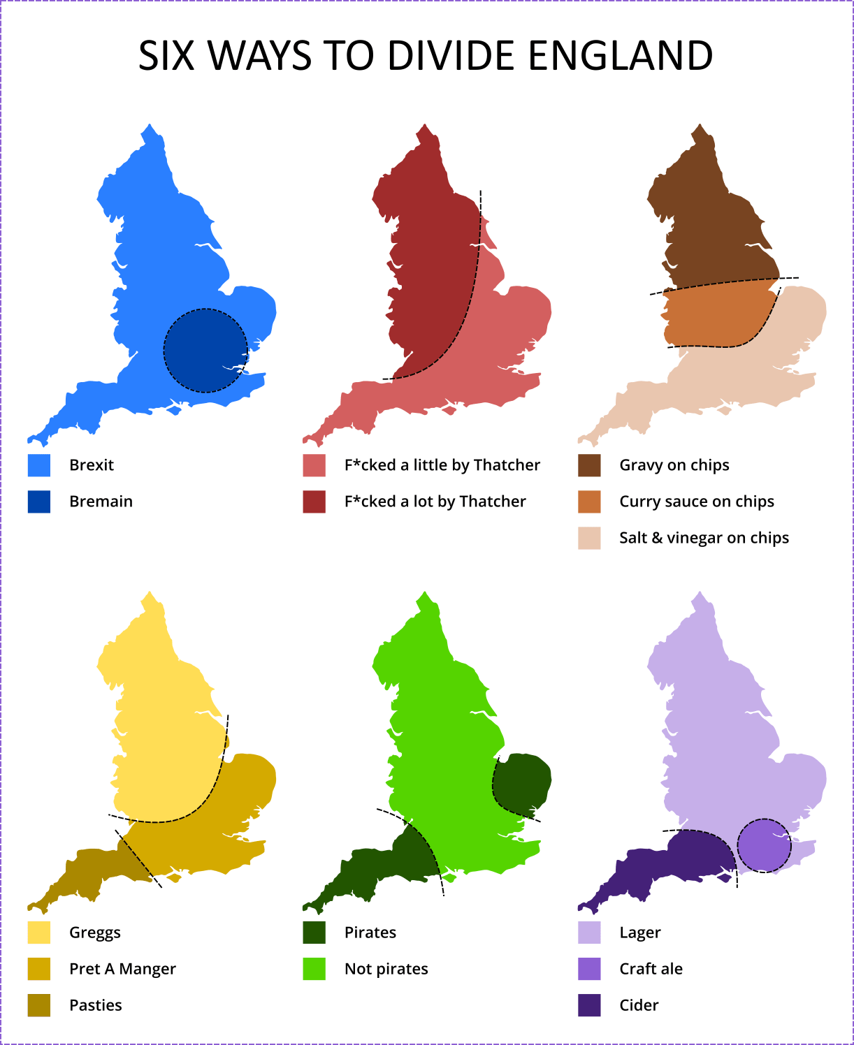 Six Ways to Divide England Map of britain, Map, Europe map