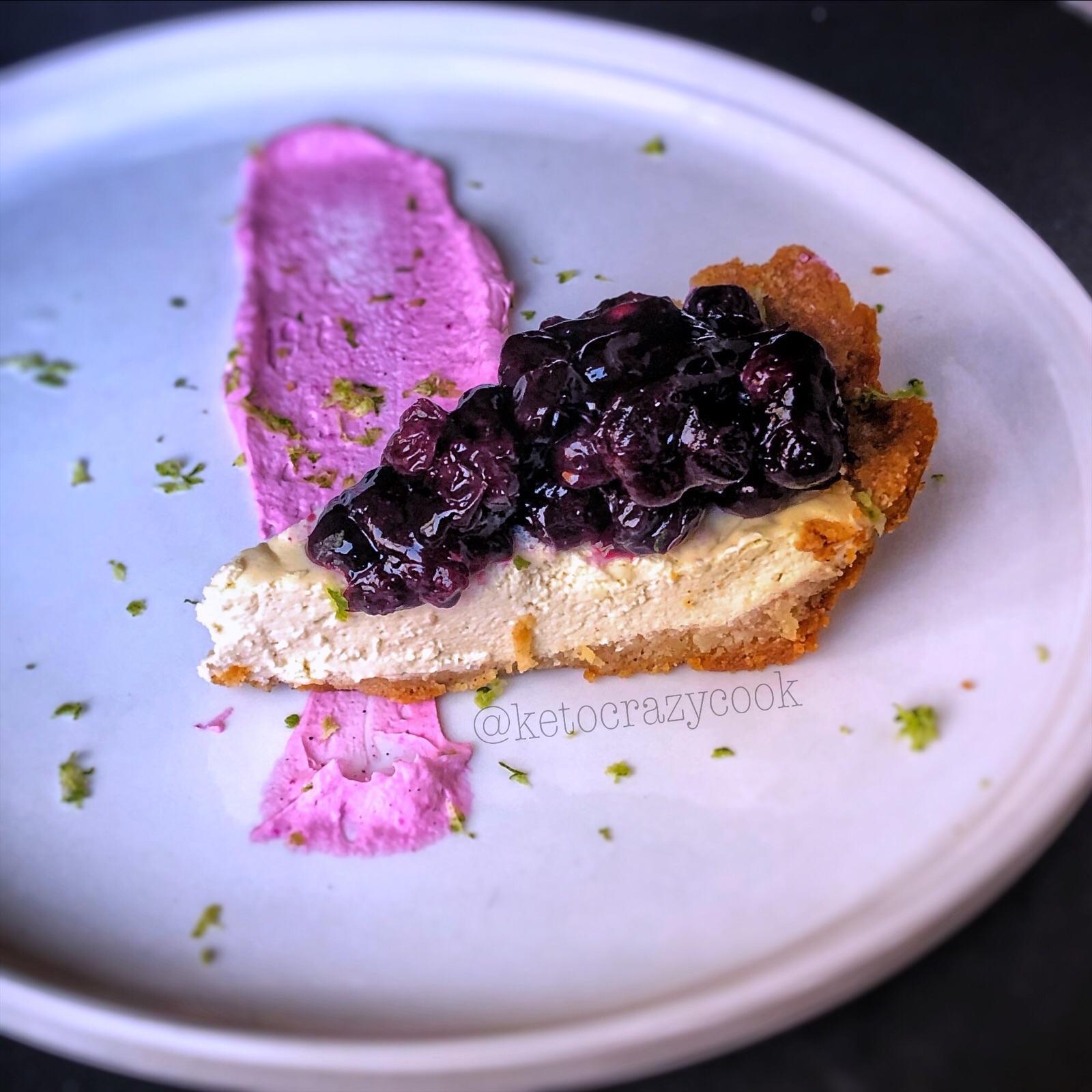 Low Carb Cheesecake Keto Blueberry Compote Lime Zest Pink Pataya