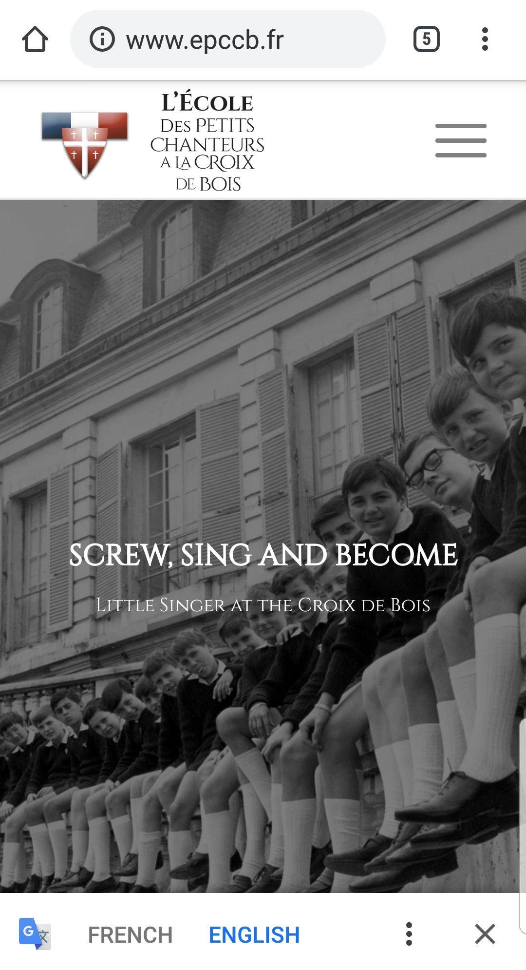 To let Google automatically translate French to English the page for the French boys choir Les