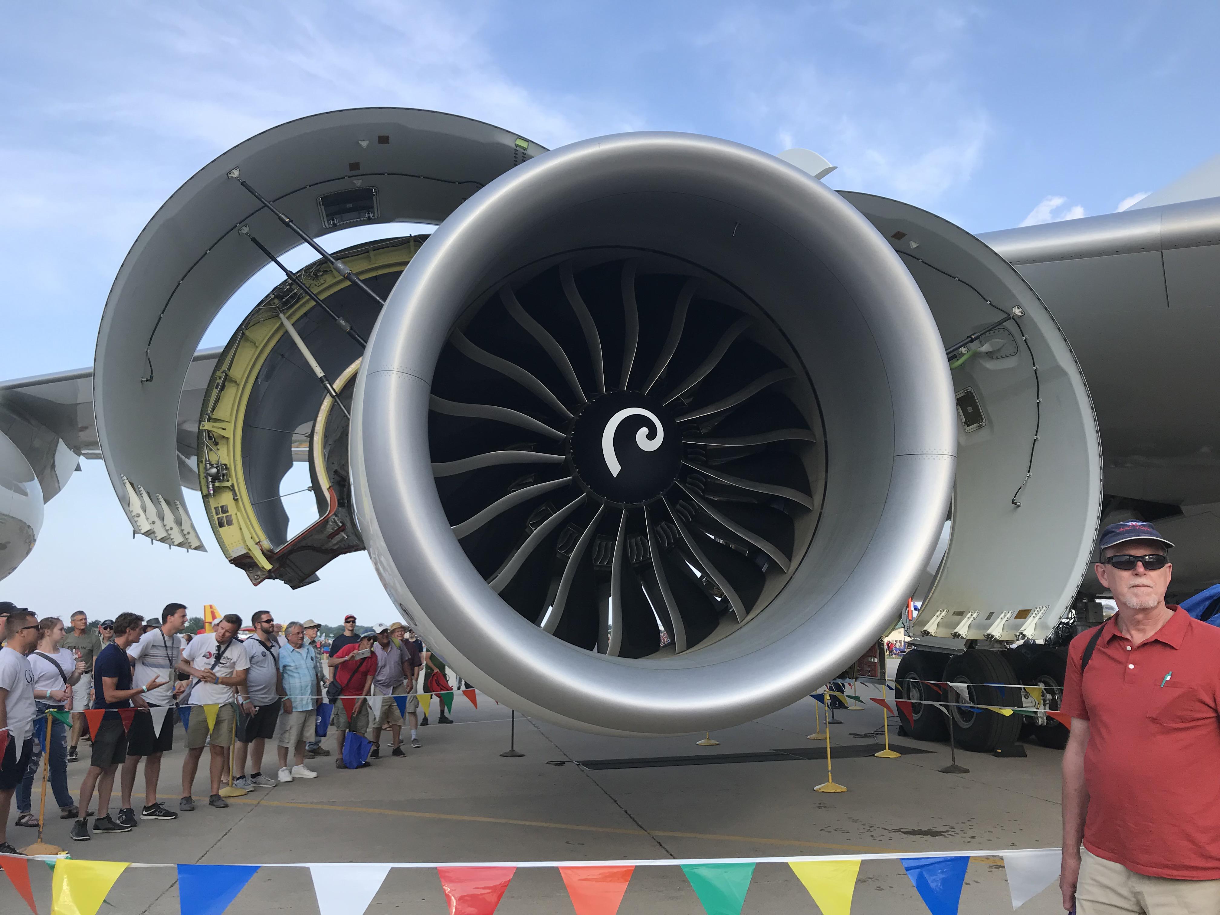 The massive GEnx-2B engines on the brand new UPS B-747 at Airventure