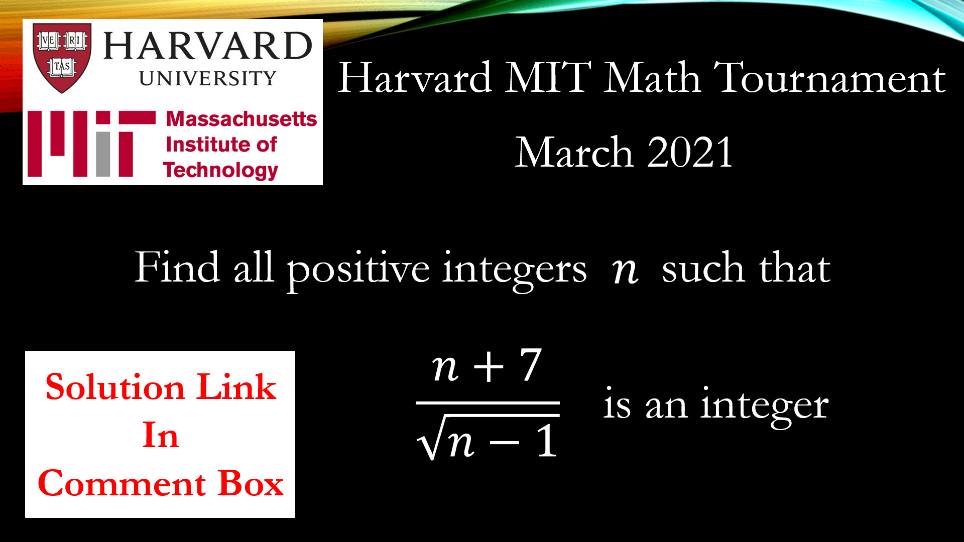 Harvard MIT Math Tournament 2021 (solution link in comment box) r