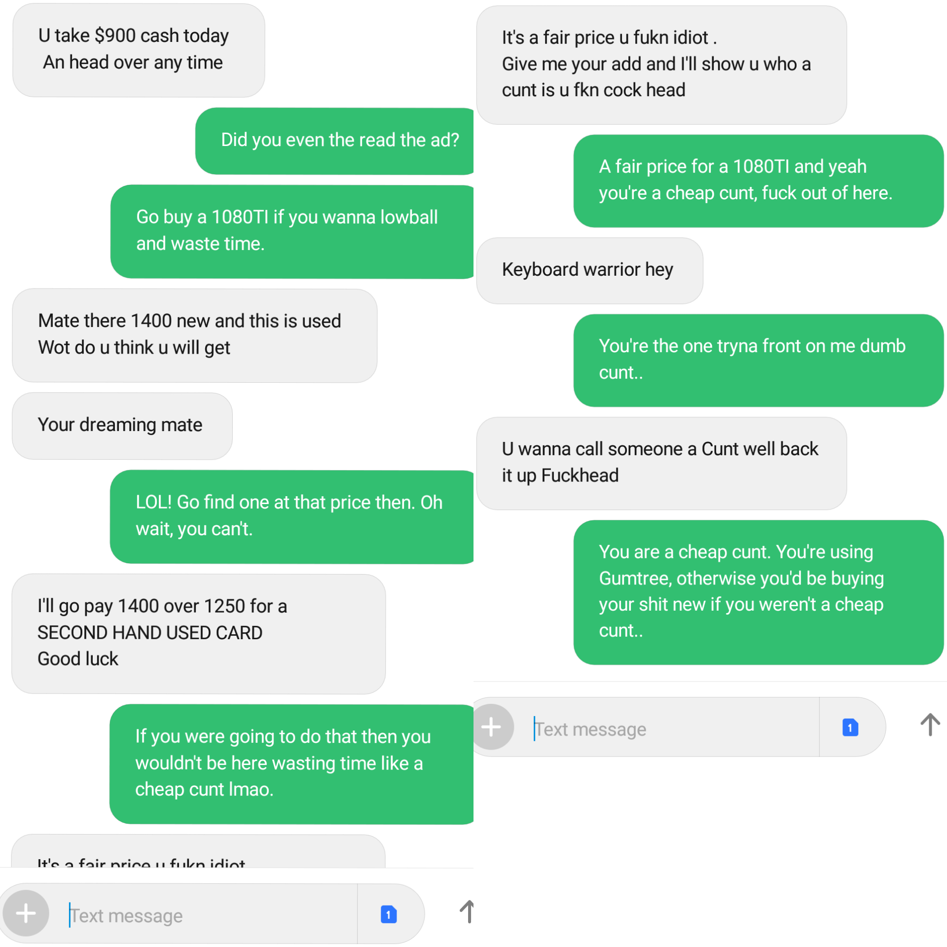 Aussie Gumtree at its finest. (Green is selling a used highend video