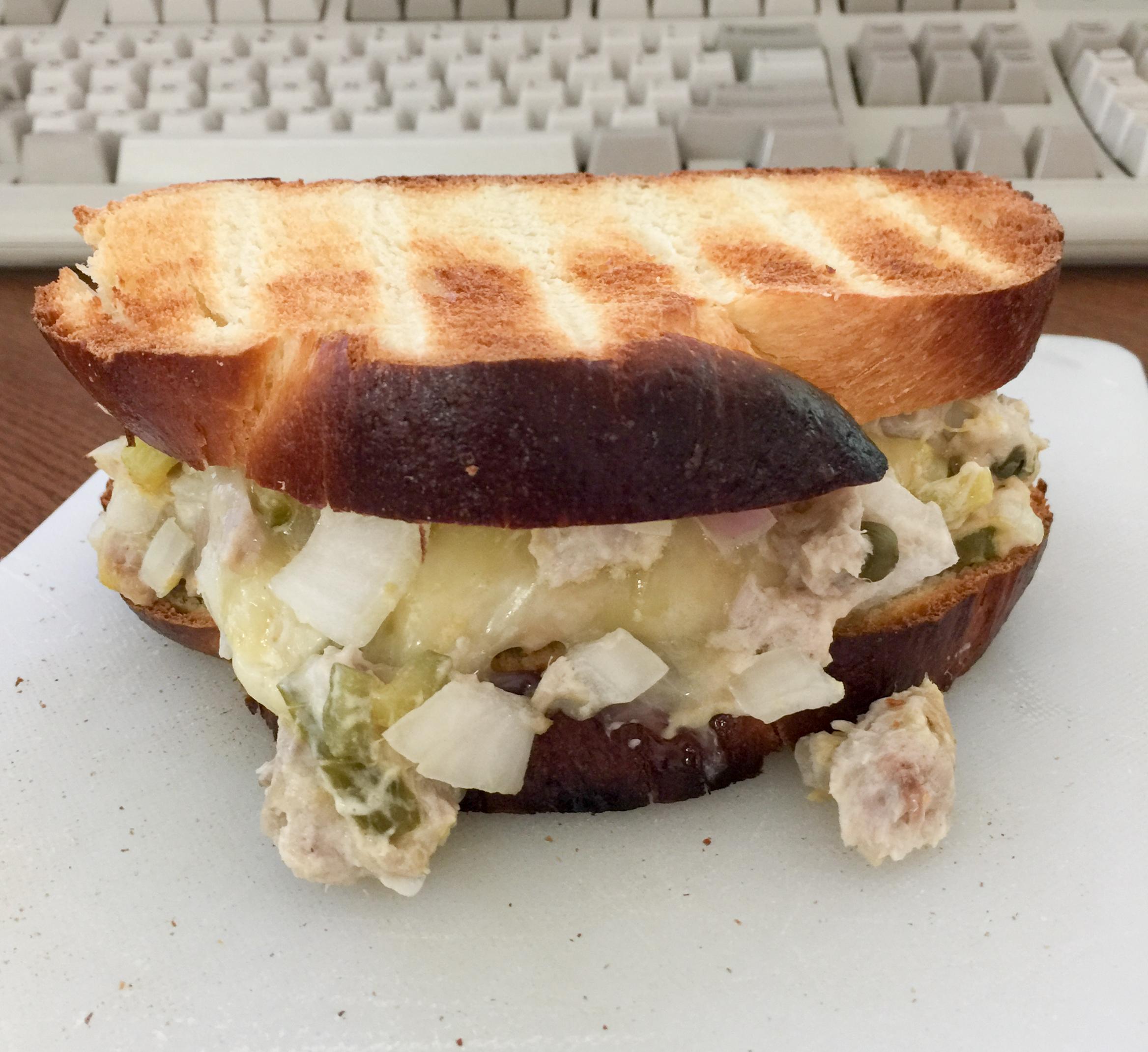 Tuna Melt on Homemade Challah (sousvide tuna/white cheddar/gruyere