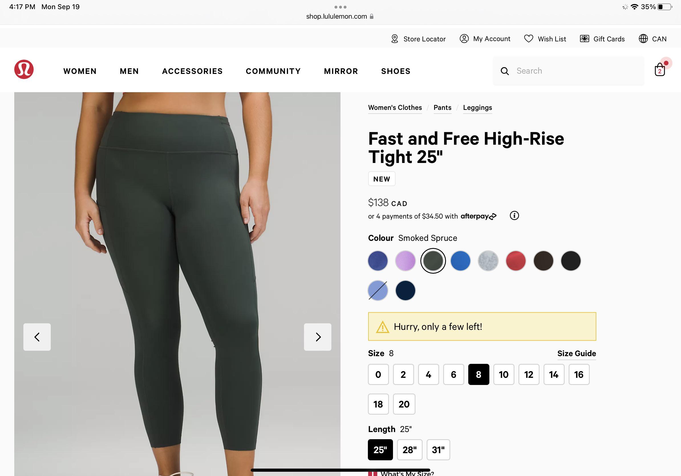 Canada Restock Fast and Free HighRise Tight 25" Smoked Spruce r