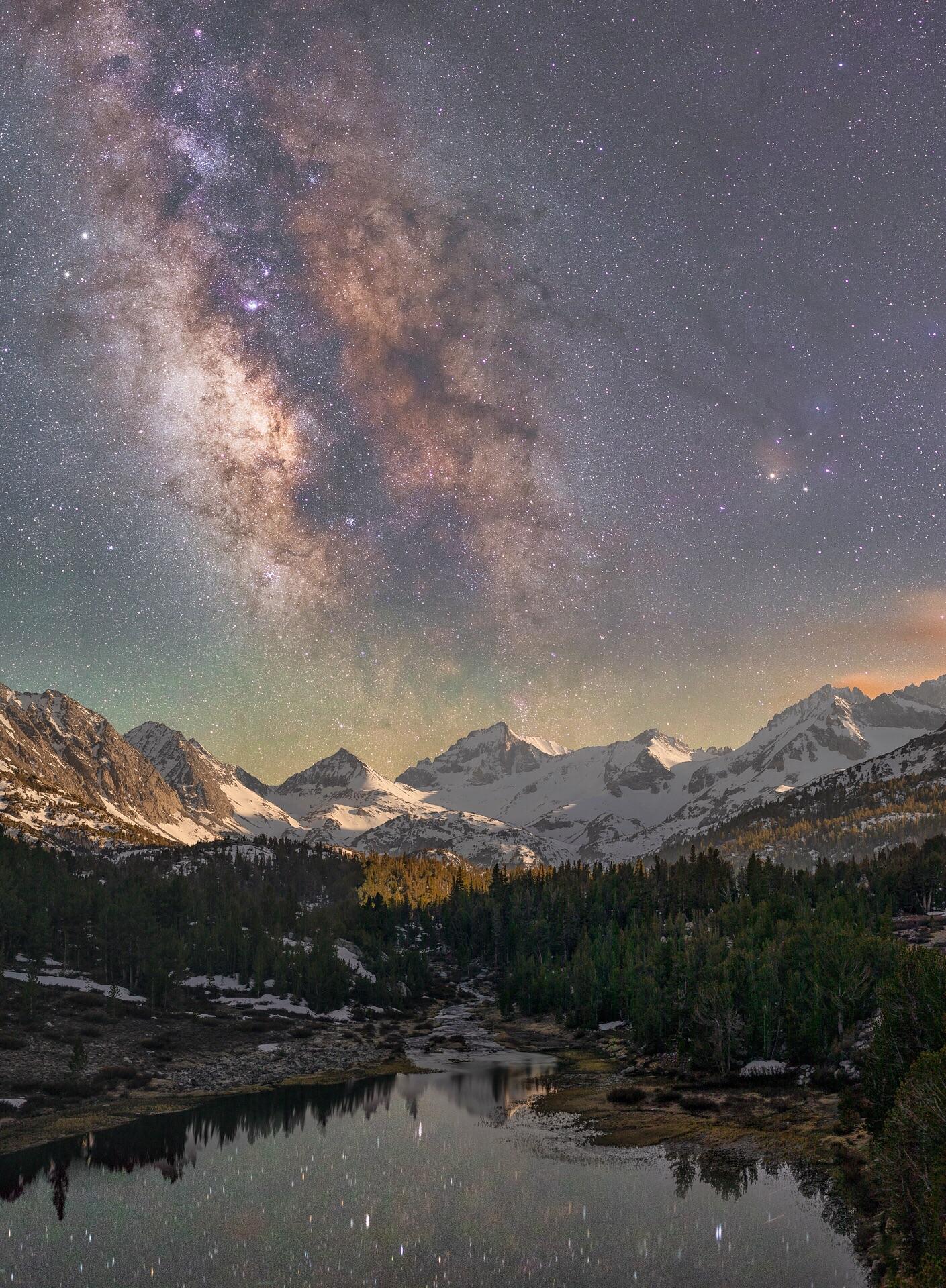 Milky Way over Tom’s Place, California. This image is a pano/stack