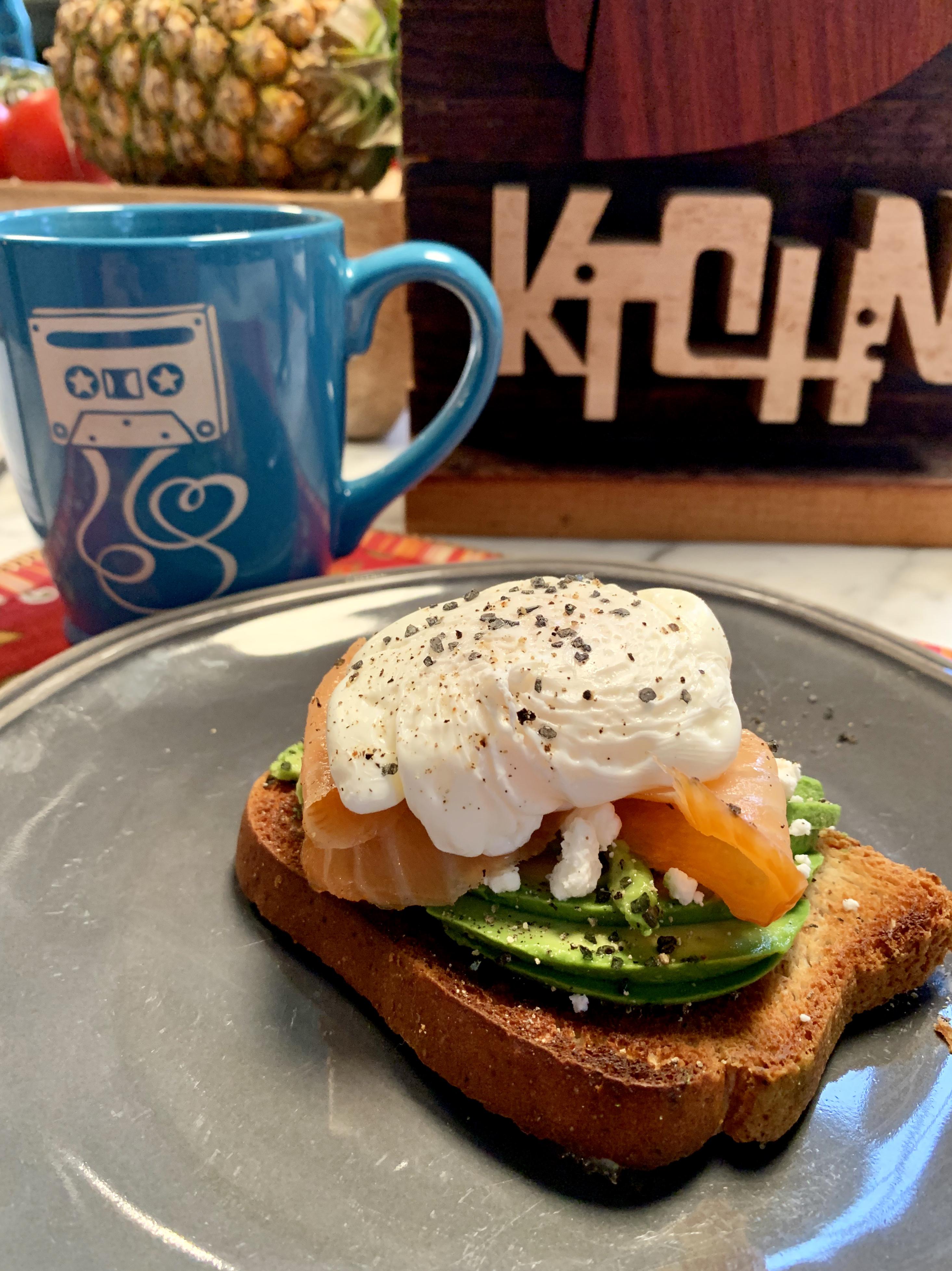 Poached my first egg! Perched on smoked salmon, goat cheese and avocado