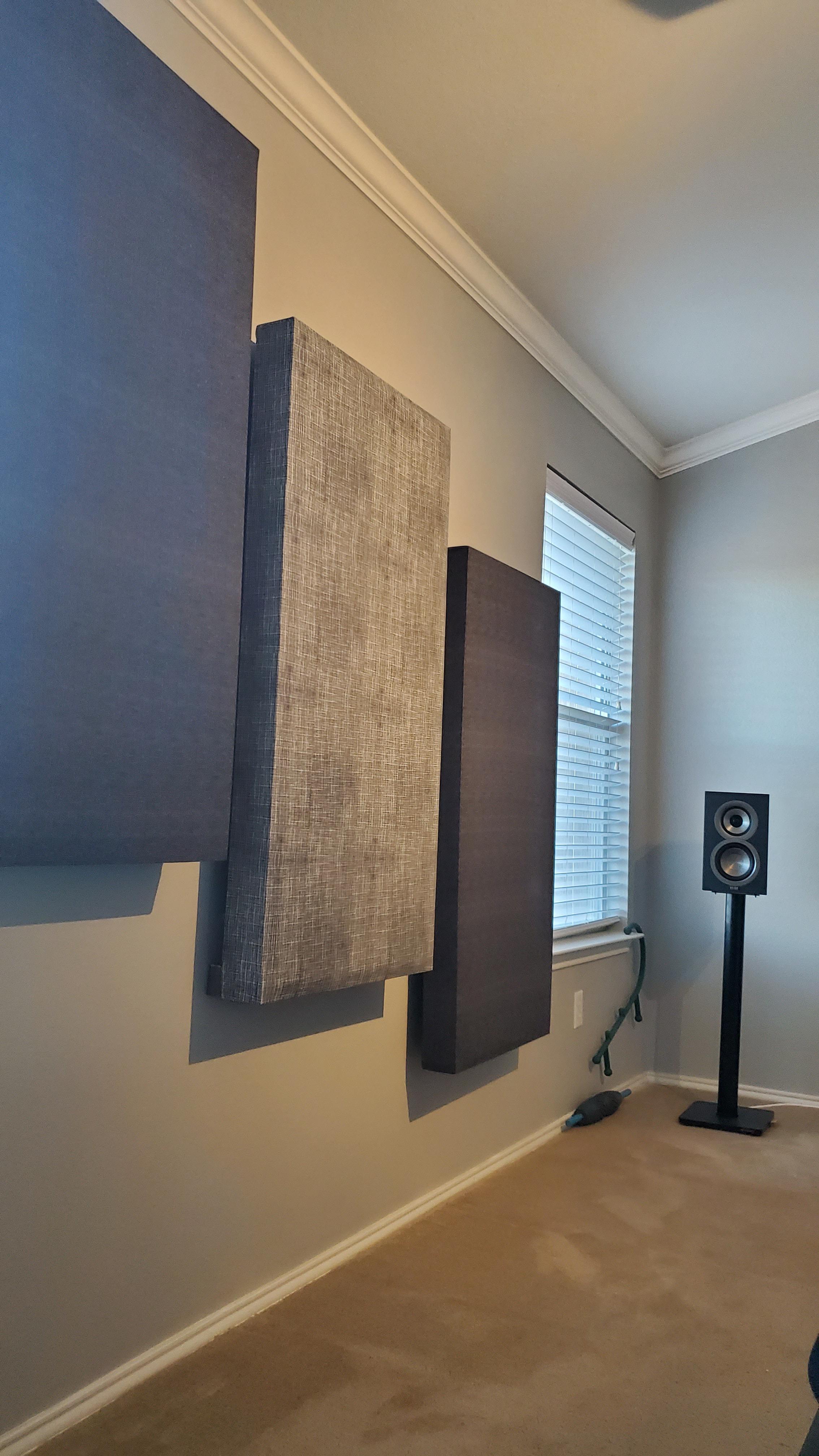 UPDATE on the 30 acoustic panels that I made last week. Finally hung