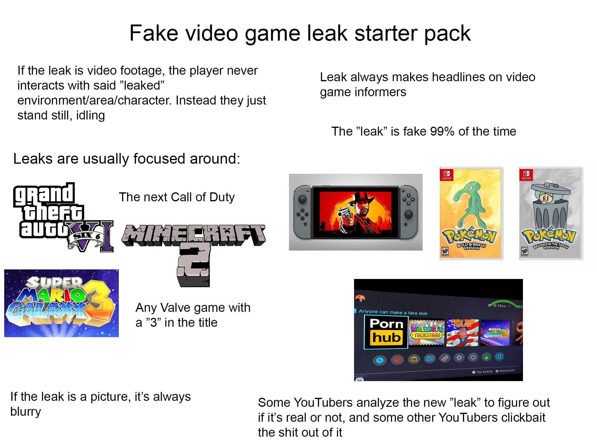Fake video game leak starter pack starterpacks
