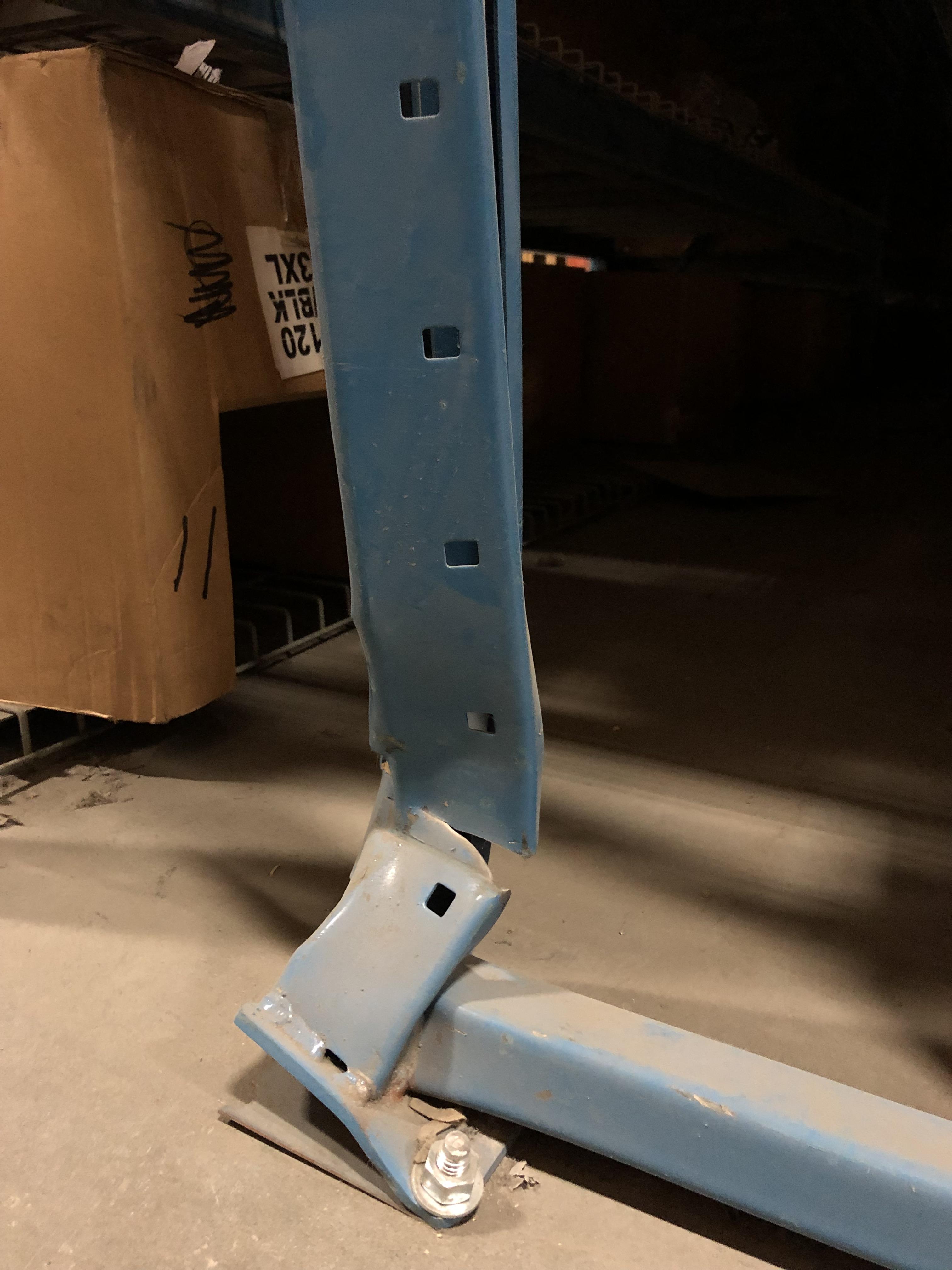 Forklift driver hit one of the end poles of our racking about a year