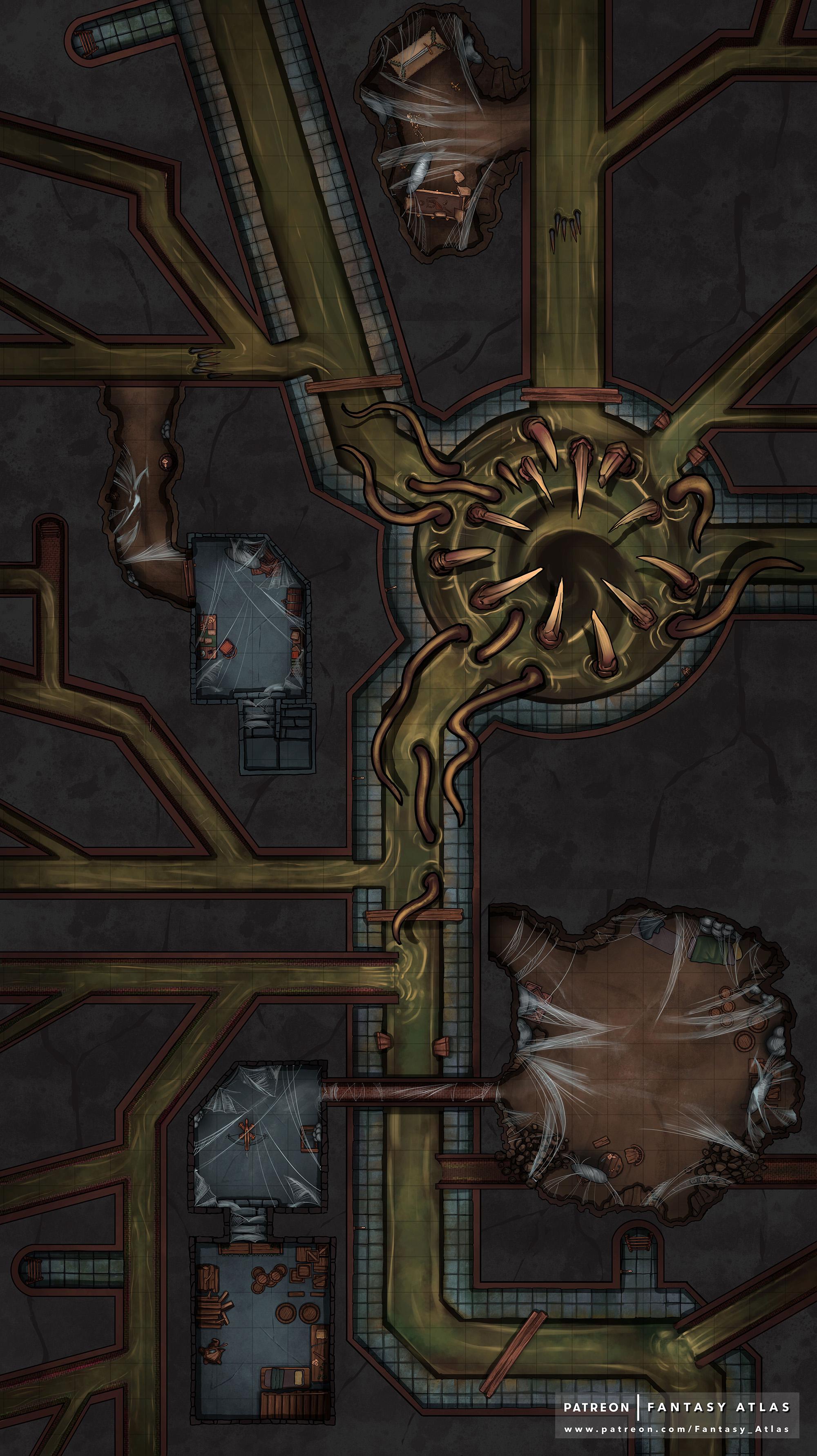 [OC] Recent Map I Finished A sprawling sewer r/DnD