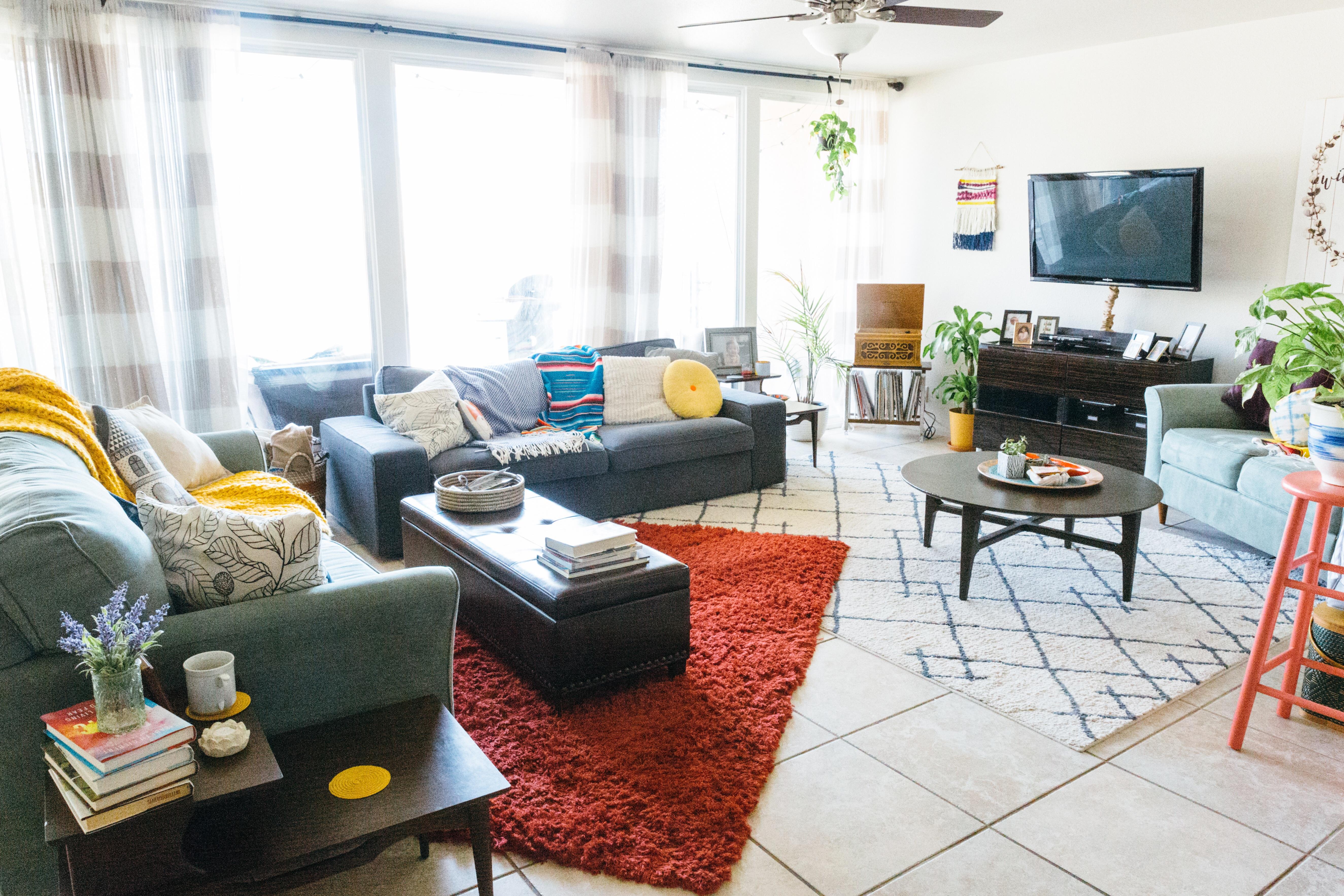 My eclectic Mexican Modern living room with window wall