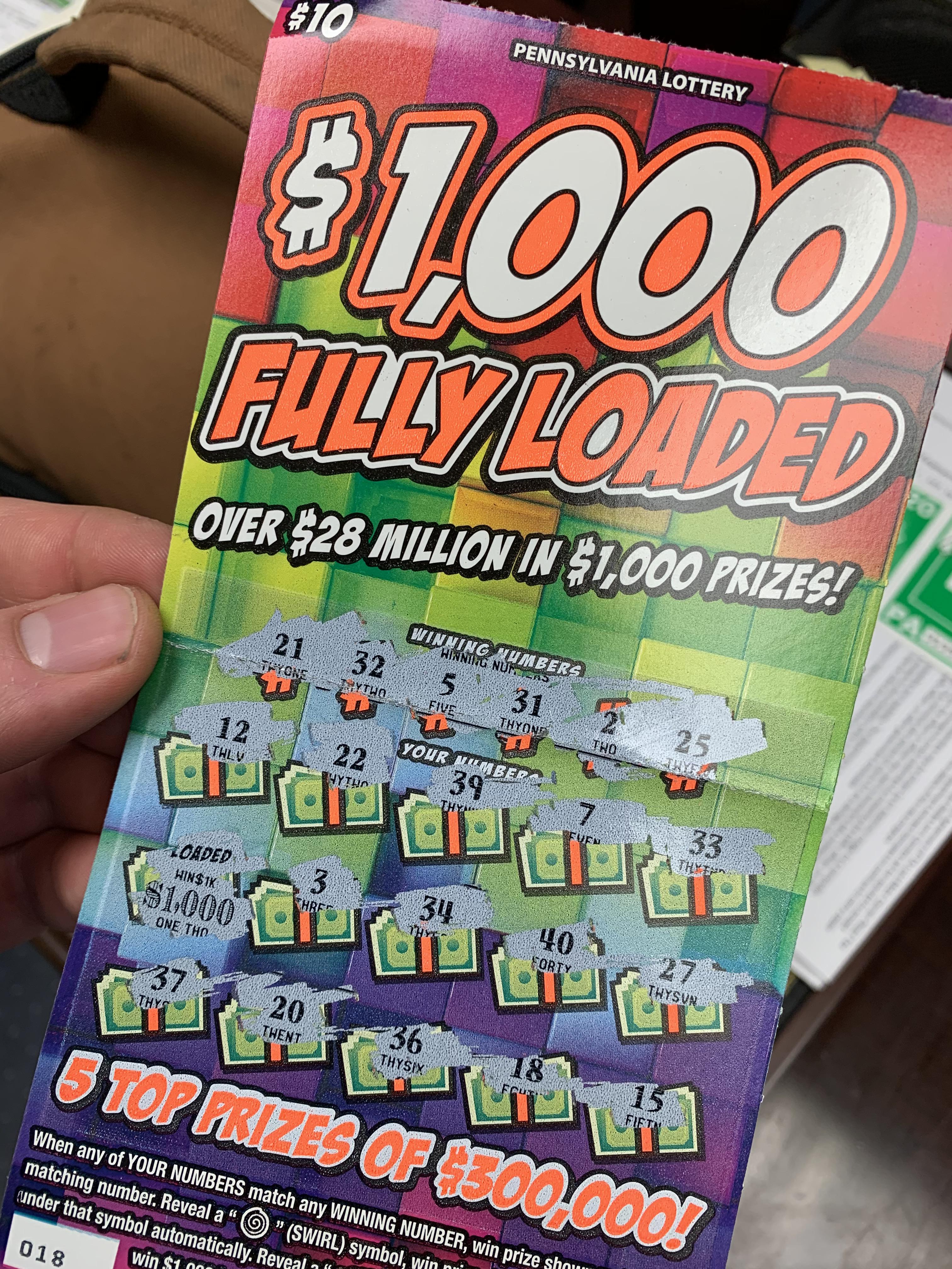 PA Lottery nice win for a 10 ticket r/Lottery