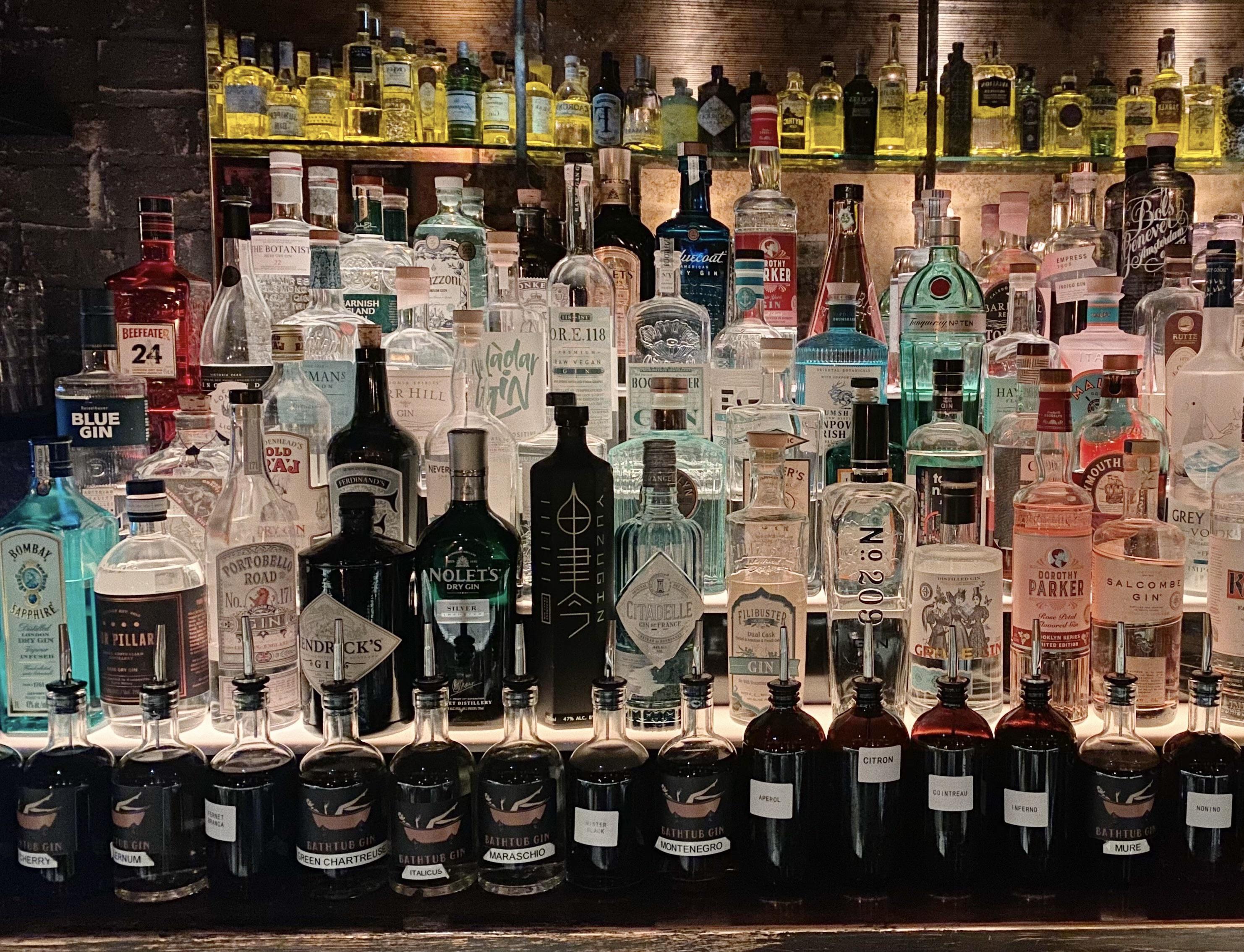 Half of the approximately 80 gins at Bathtub Gin in NYC r/Gin