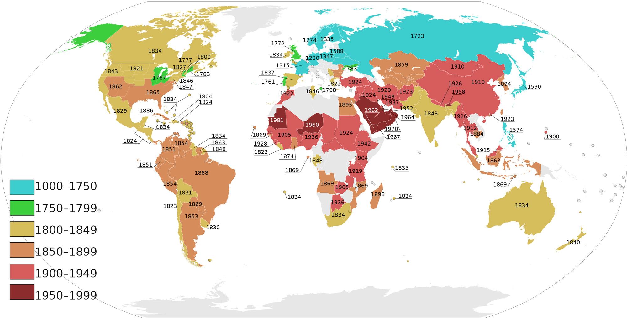 Abolition of Slavery by Country r/MapPorn