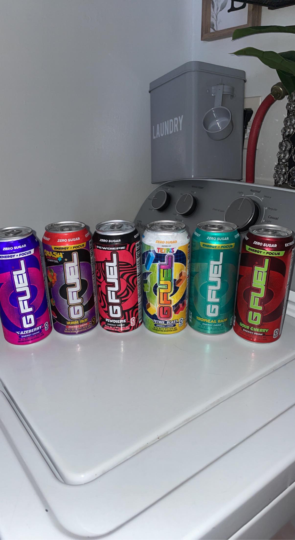 Finally found them at some gas stations, g fuel cans, each was like 3
