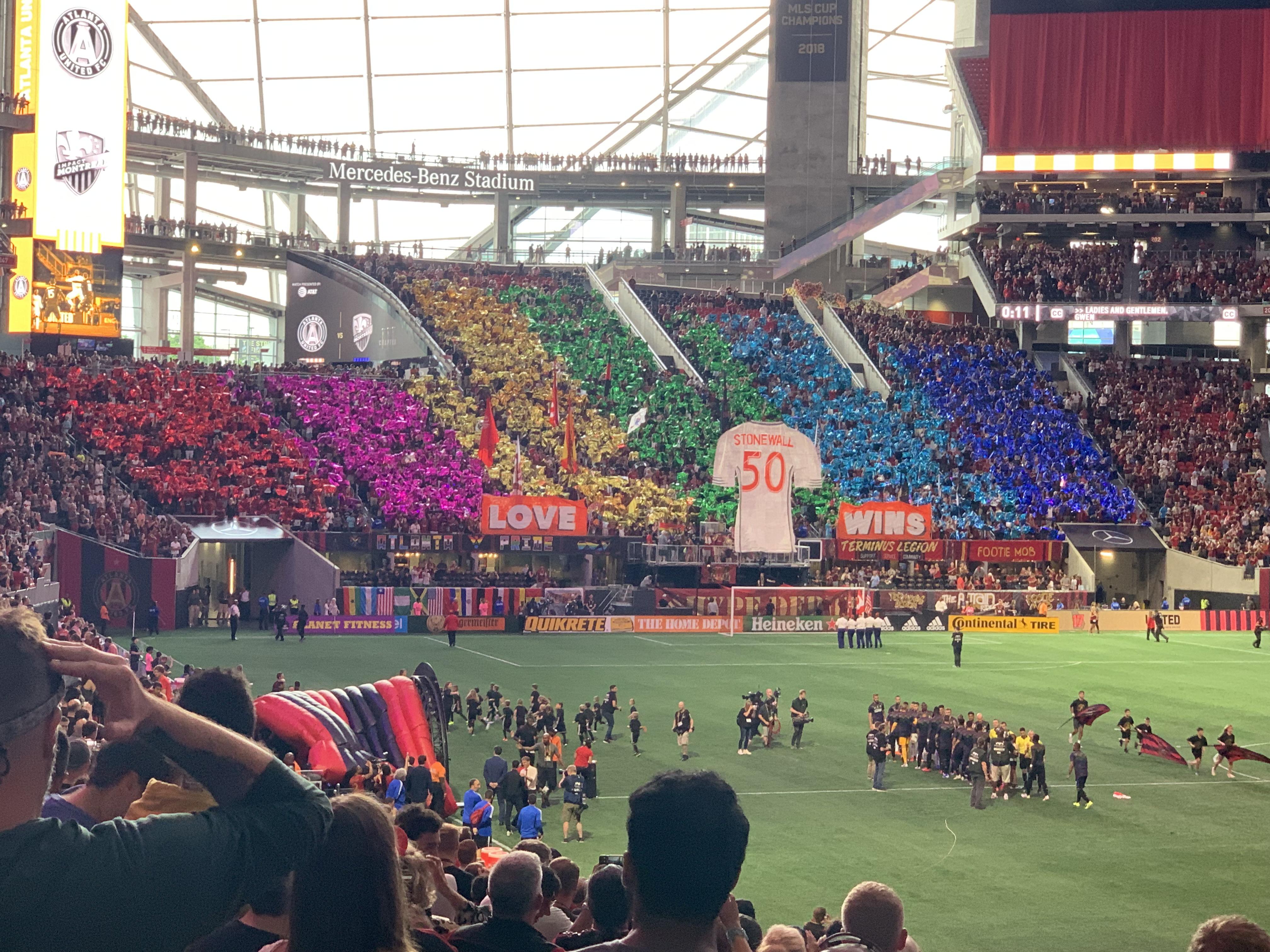 MLS team Atlanta United's tifo for their home game vs Montreal Impact