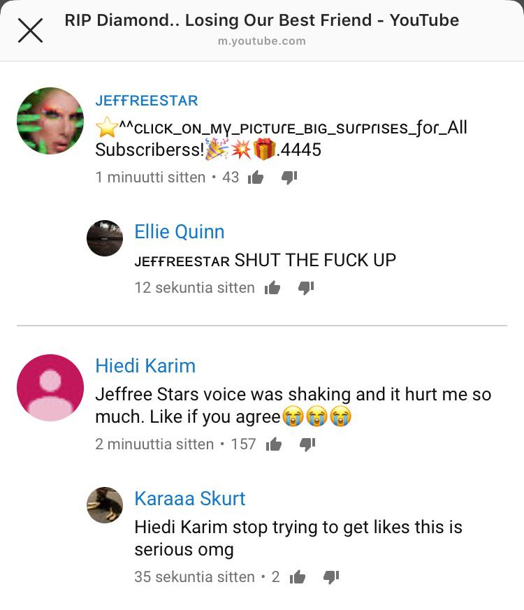 Jeffree Star lost his dog and this person is asking for likes and the