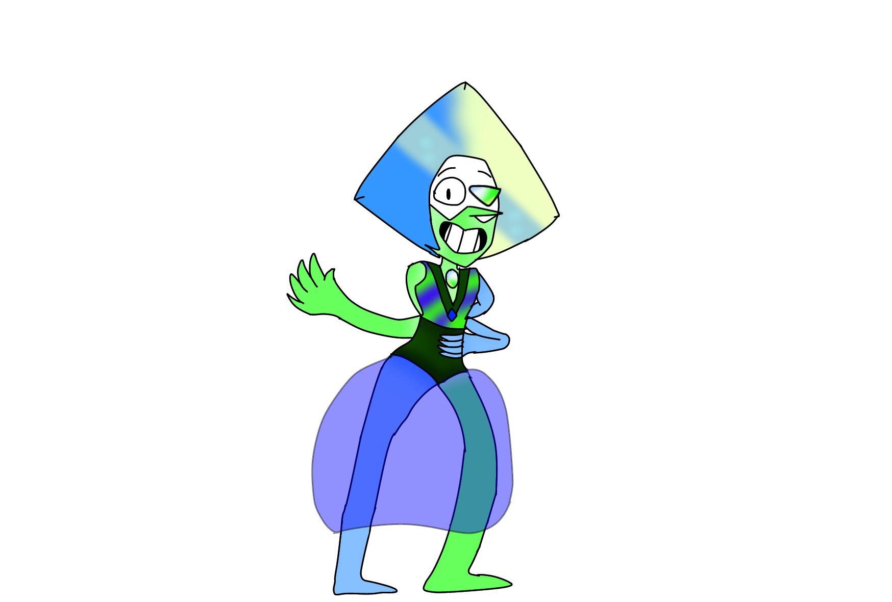 Here’s an off color of a blue pearl who was about to be shattered, but a peridot stepped in and
