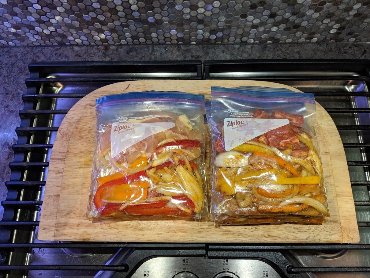 Freezer bag Steak and Chicken Fajitas r/MealPrepSunday