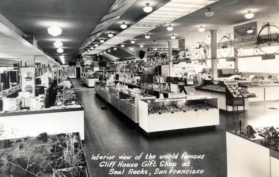 An interior view of the Cliff House gift shop in the 1950's. r/sanfrancisco