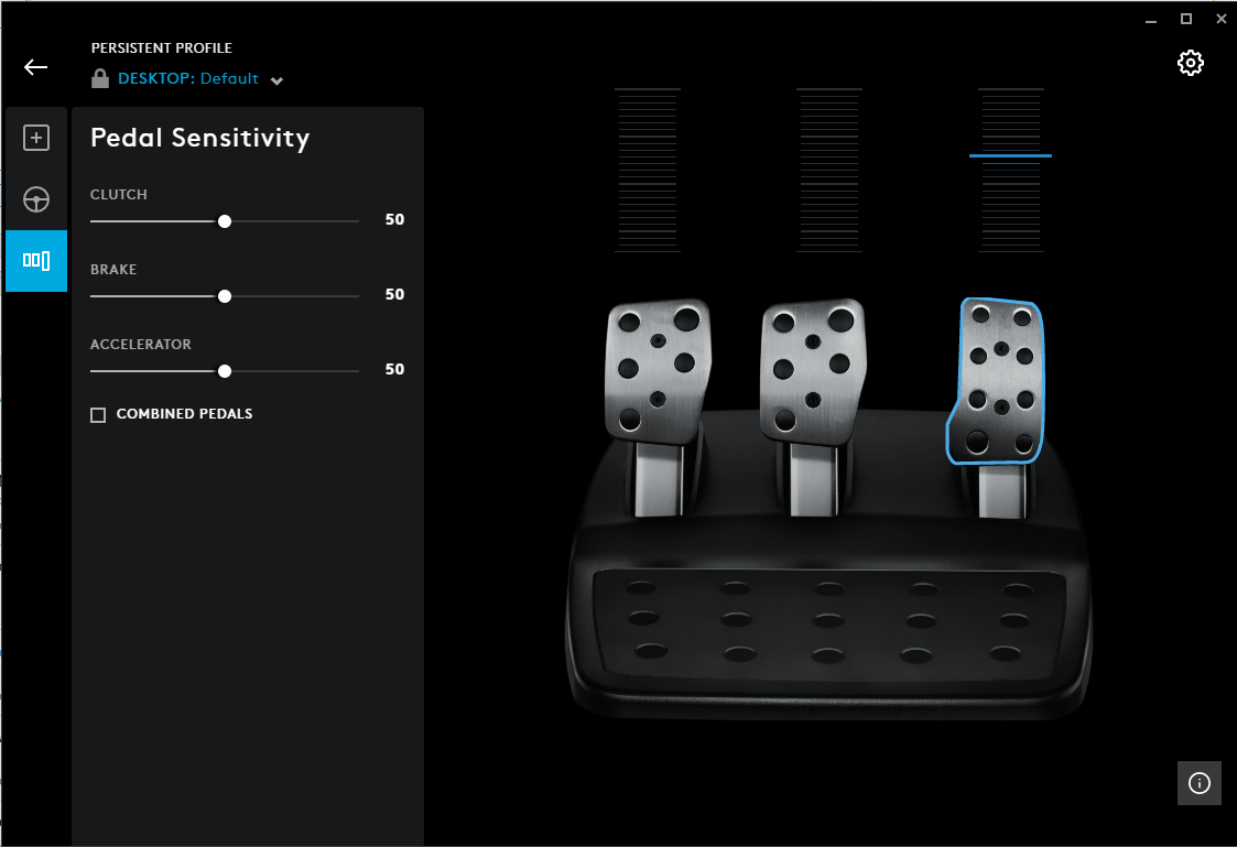 I know the Logitech G29's brake pedal has a different range than the