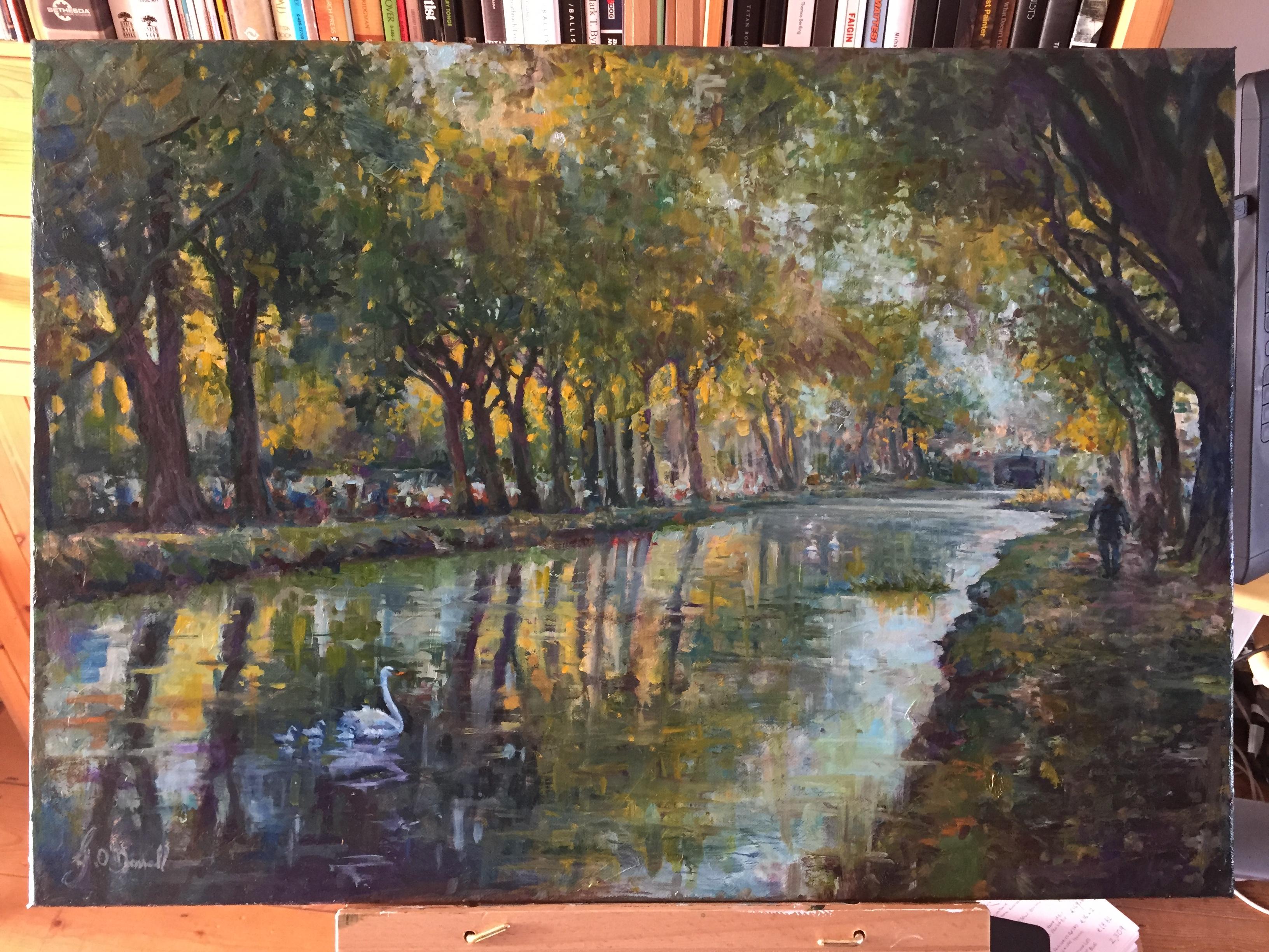 Just finished up this oil painting commission of the canal in Dublin