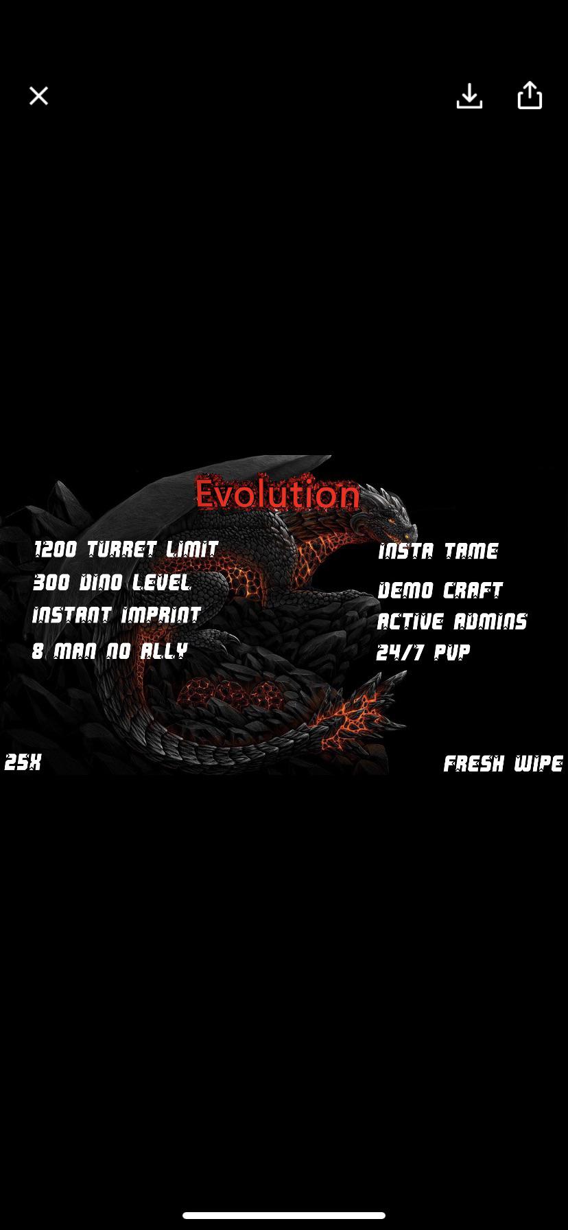 Evolution Ark 25x PvP**__ • 25x harvest • Rock drakes & eggs on crystal
