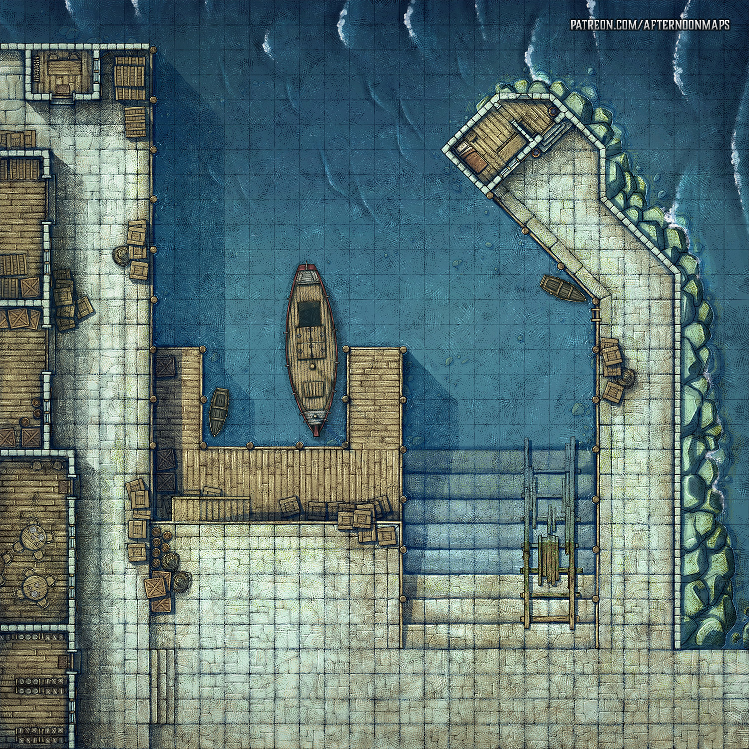 The Breakwater A harbour battle map (30x30) r/battlemaps