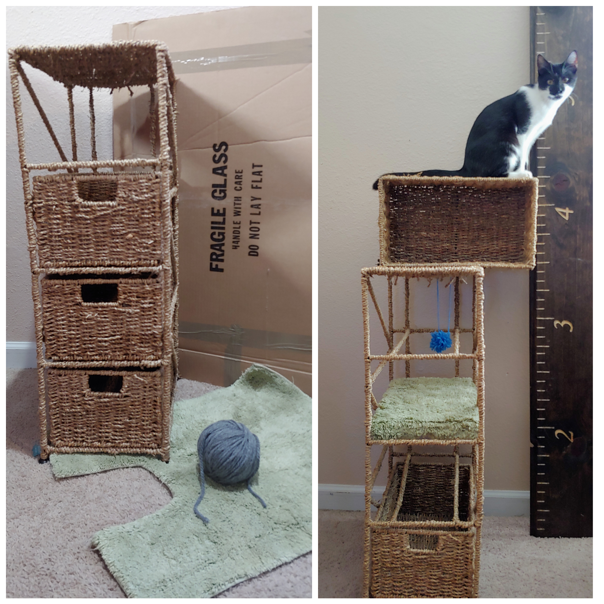 Sisal drawers and unused items turned cat tree r/upcycling