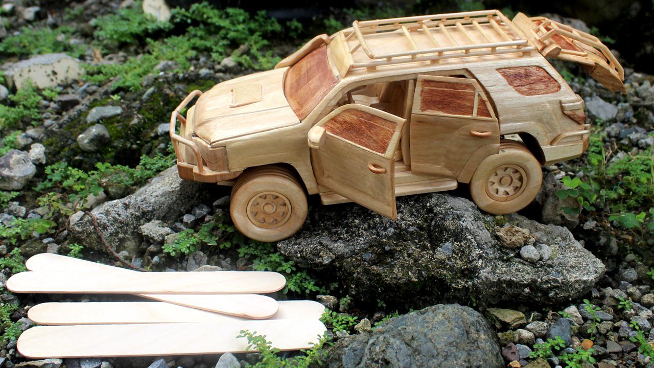Made a Car with detailed design and Interior from Popsicle Sticks