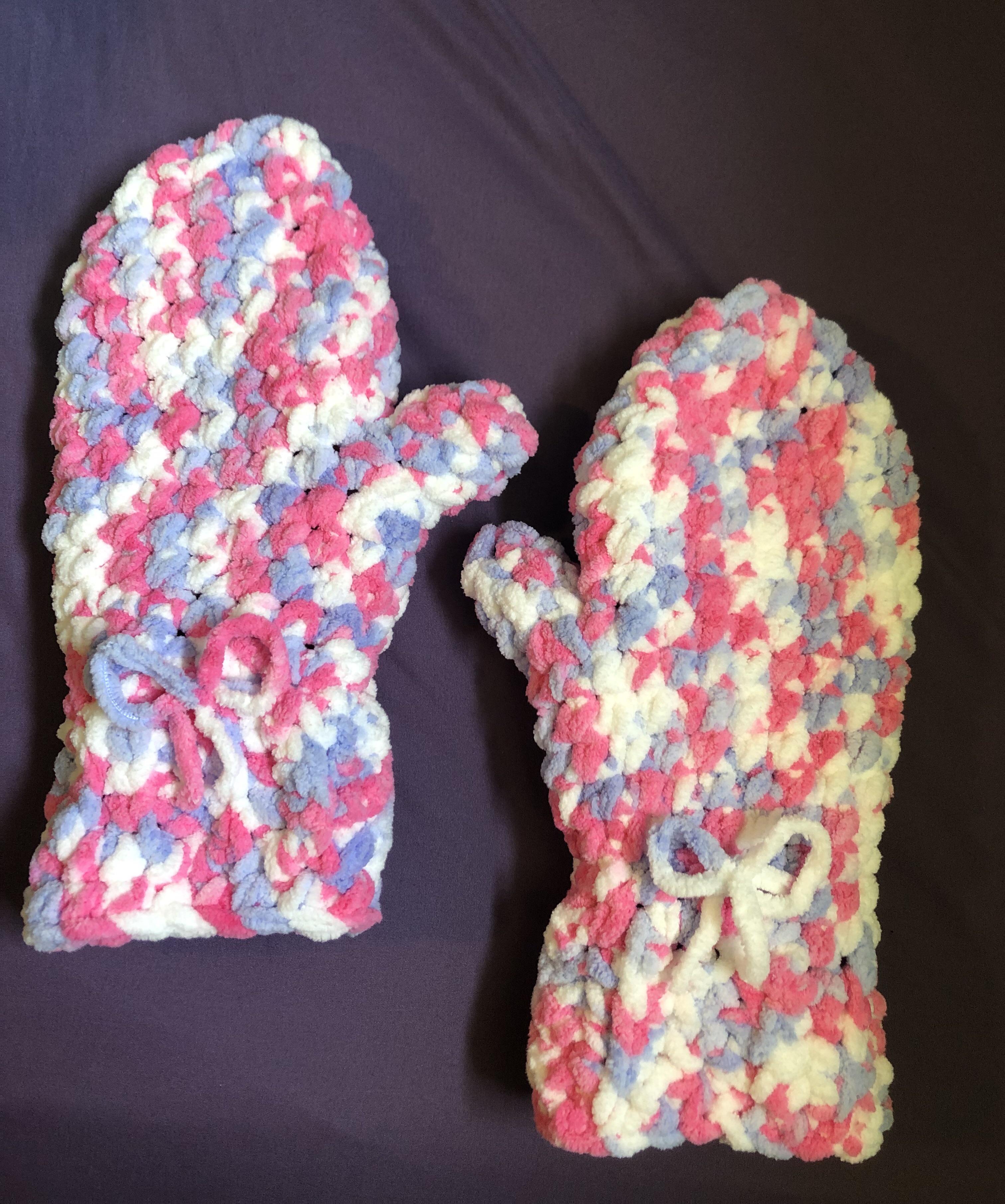 Made a pair of Bernat Blanket mittens for my Grammy who suffers from